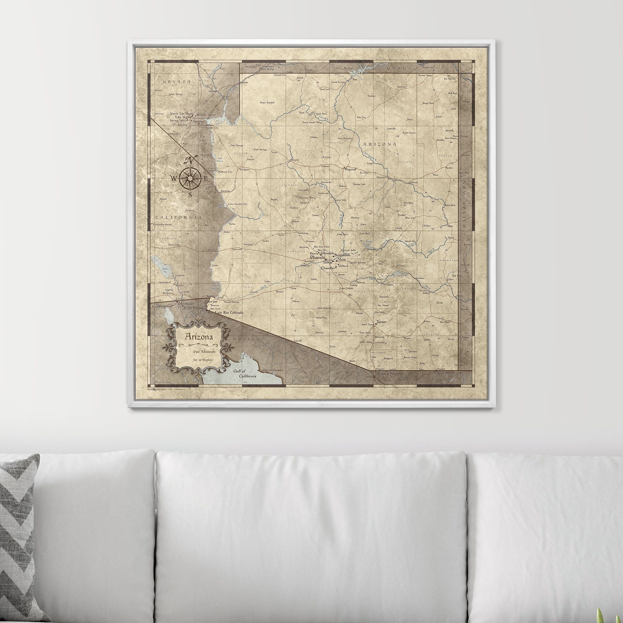 Push Pin Arizona Map (Pin Board) - Rustic Vintage CM Pin Board