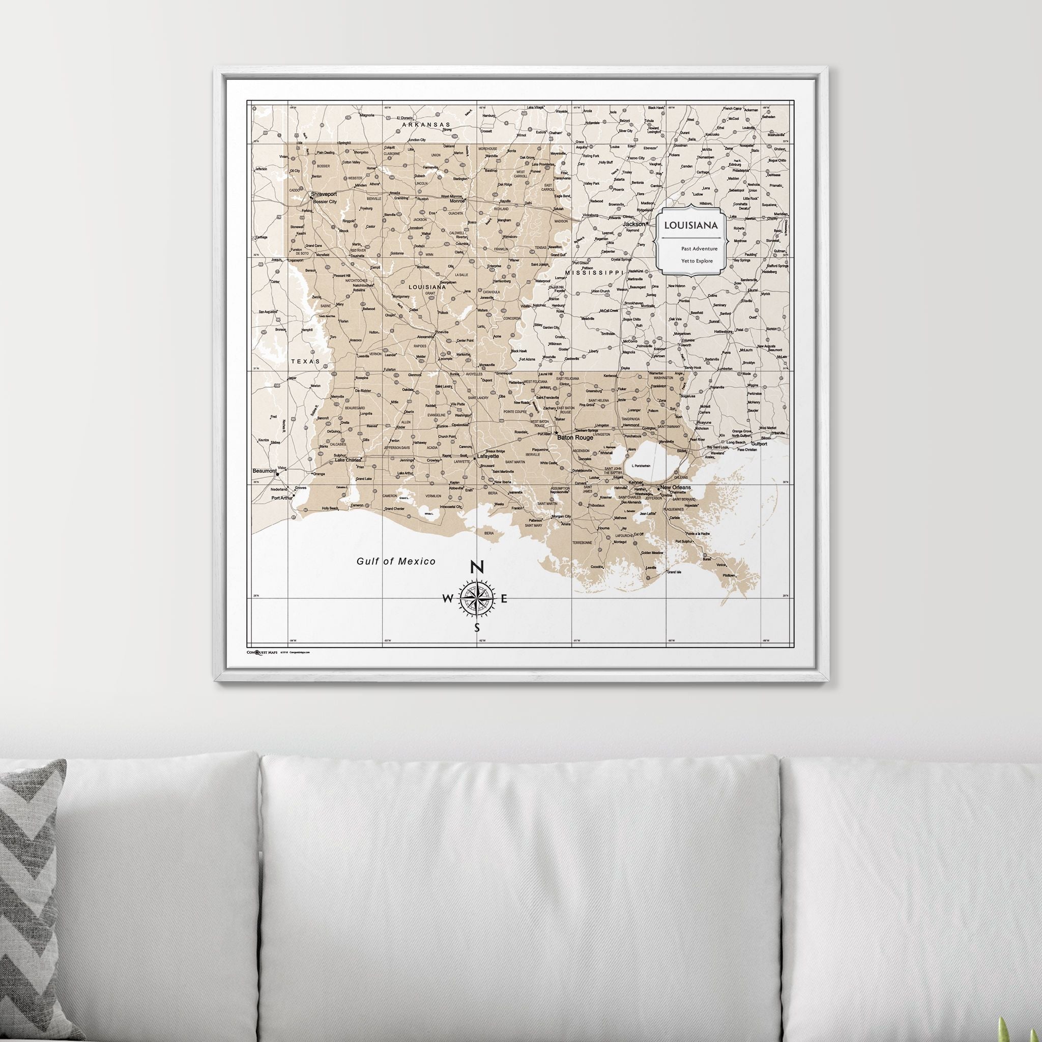 Push Pin Louisiana Map (Pin Board) - Light Brown Color Splash CM Pin Board