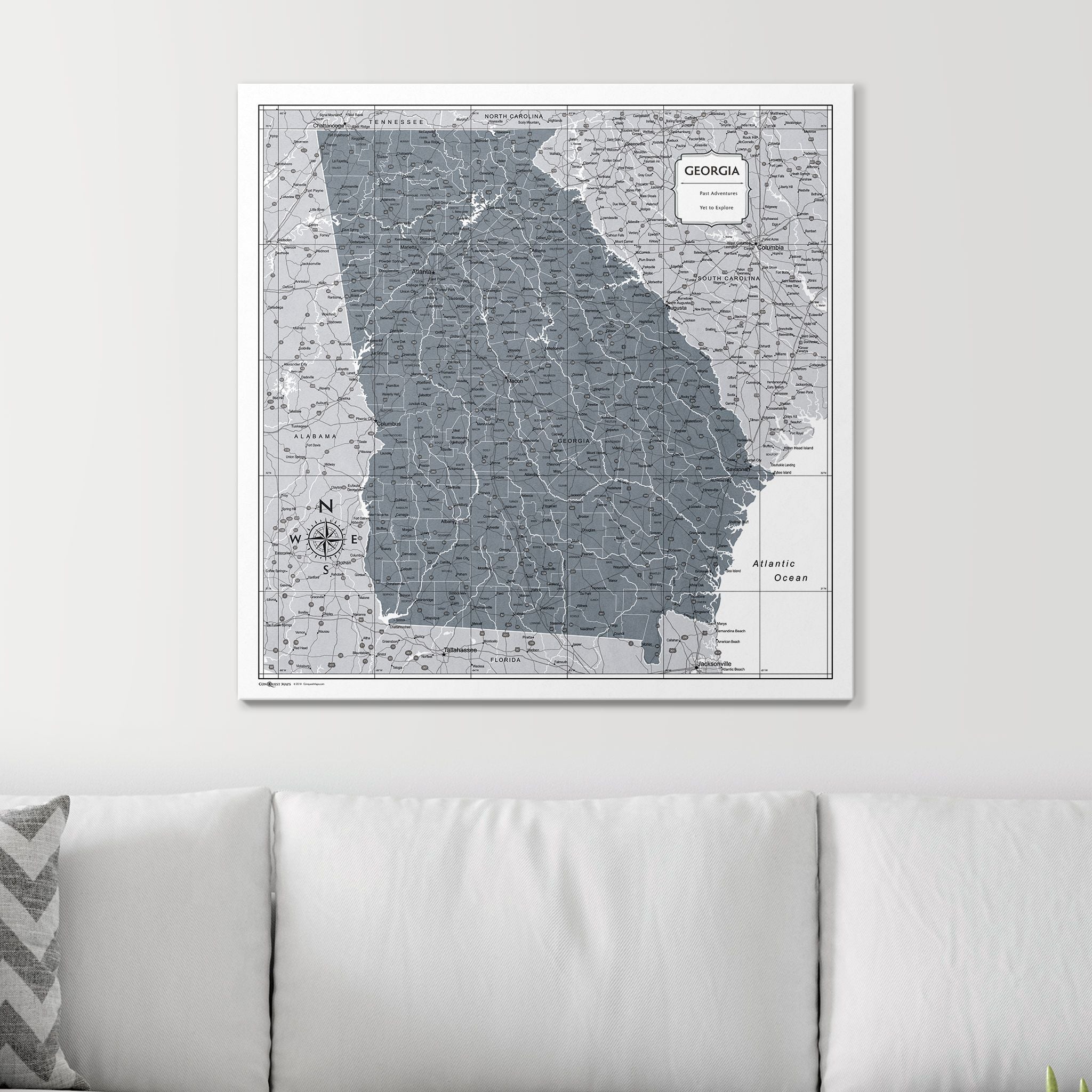 Push Pin Georgia Map (Pin Board) - Dark Gray Color Splash CM Pin Board