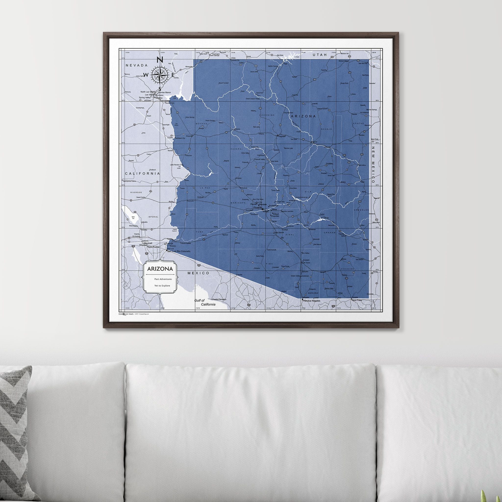 Push Pin Arizona Map (Pin Board) - Navy Color Splash CM Pin Board