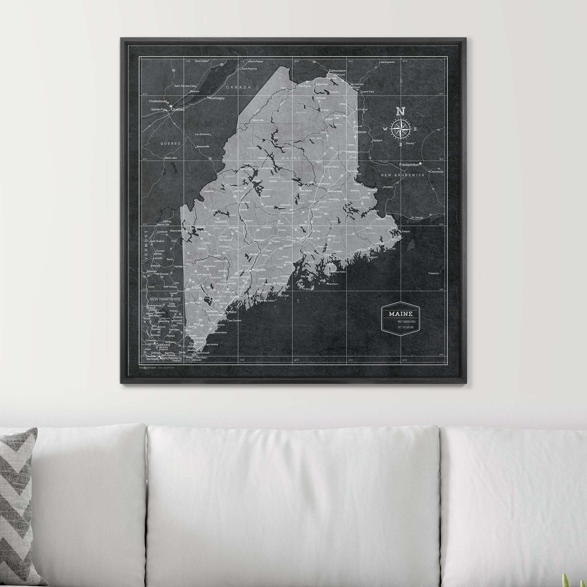 Push Pin Maine Map (Pin Board) - Modern Slate CM Pin Board
