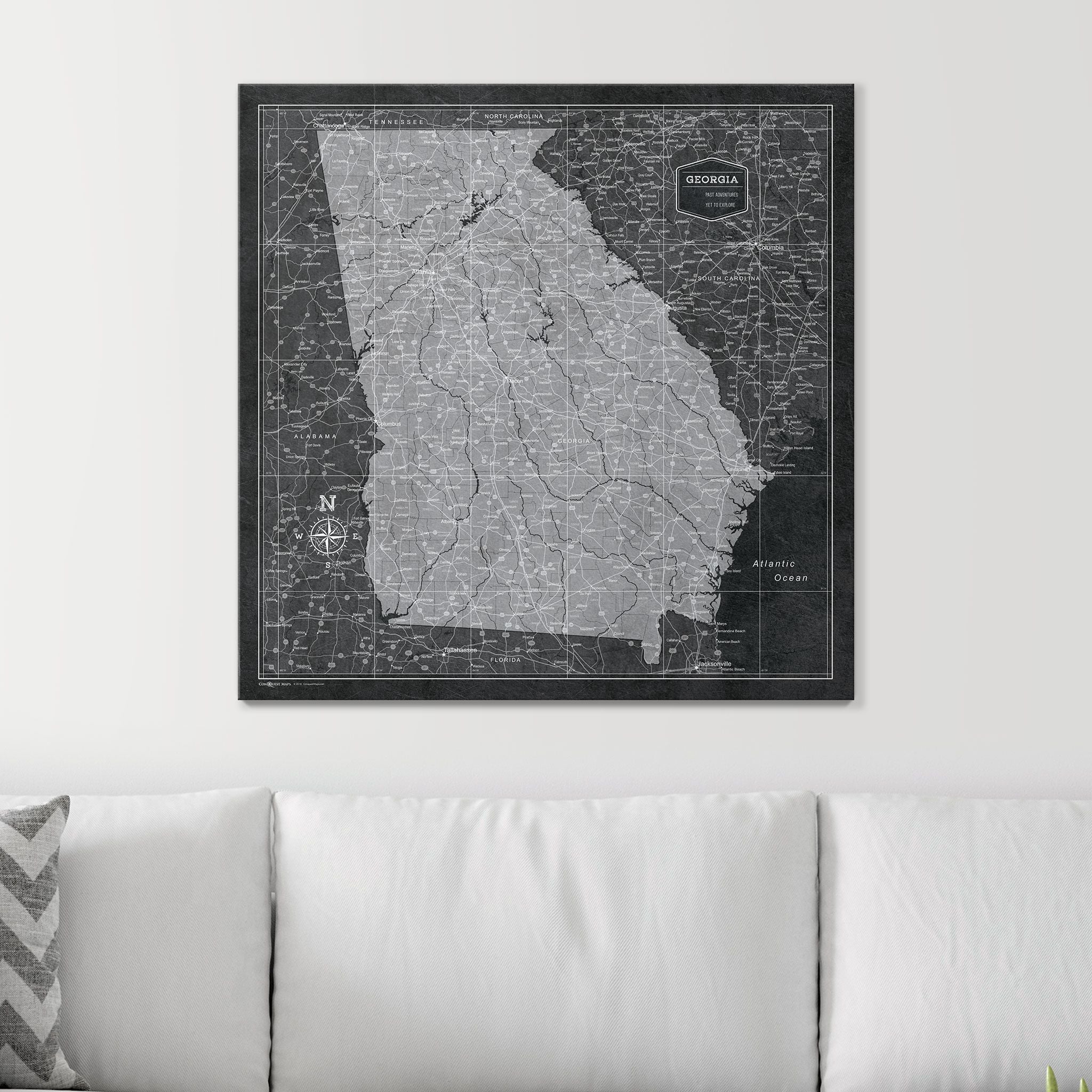 Push Pin Georgia Map (Pin Board) - Modern Slate CM Pin Board