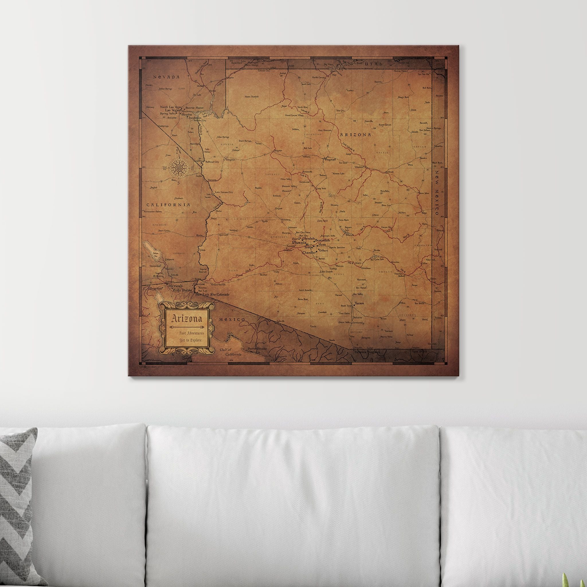 Push Pin Arizona Map (Pin Board) - Golden Aged CM Pin Board