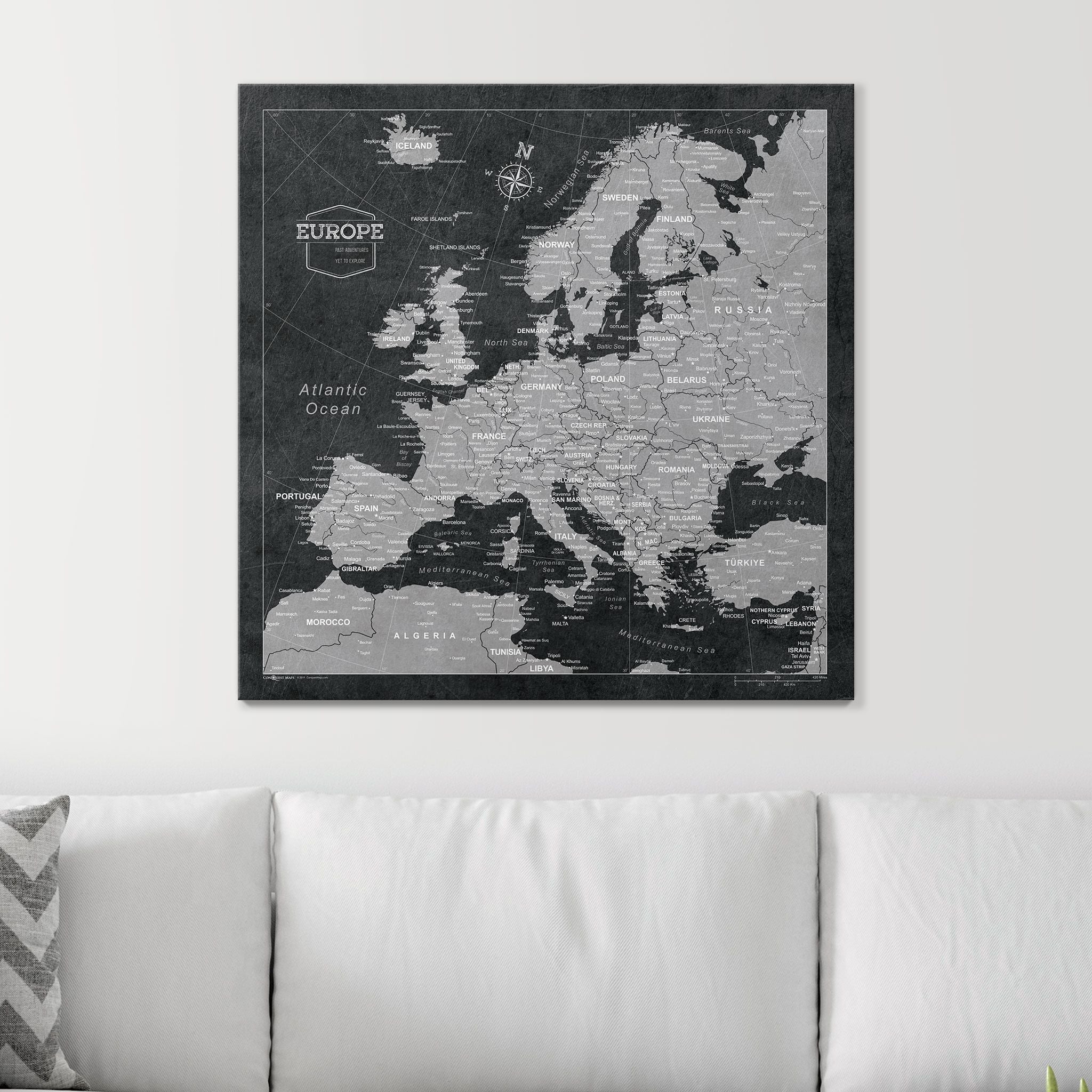 Push Pin Europe Map (Pin Board) -Desert Sunrise CM Pin Board