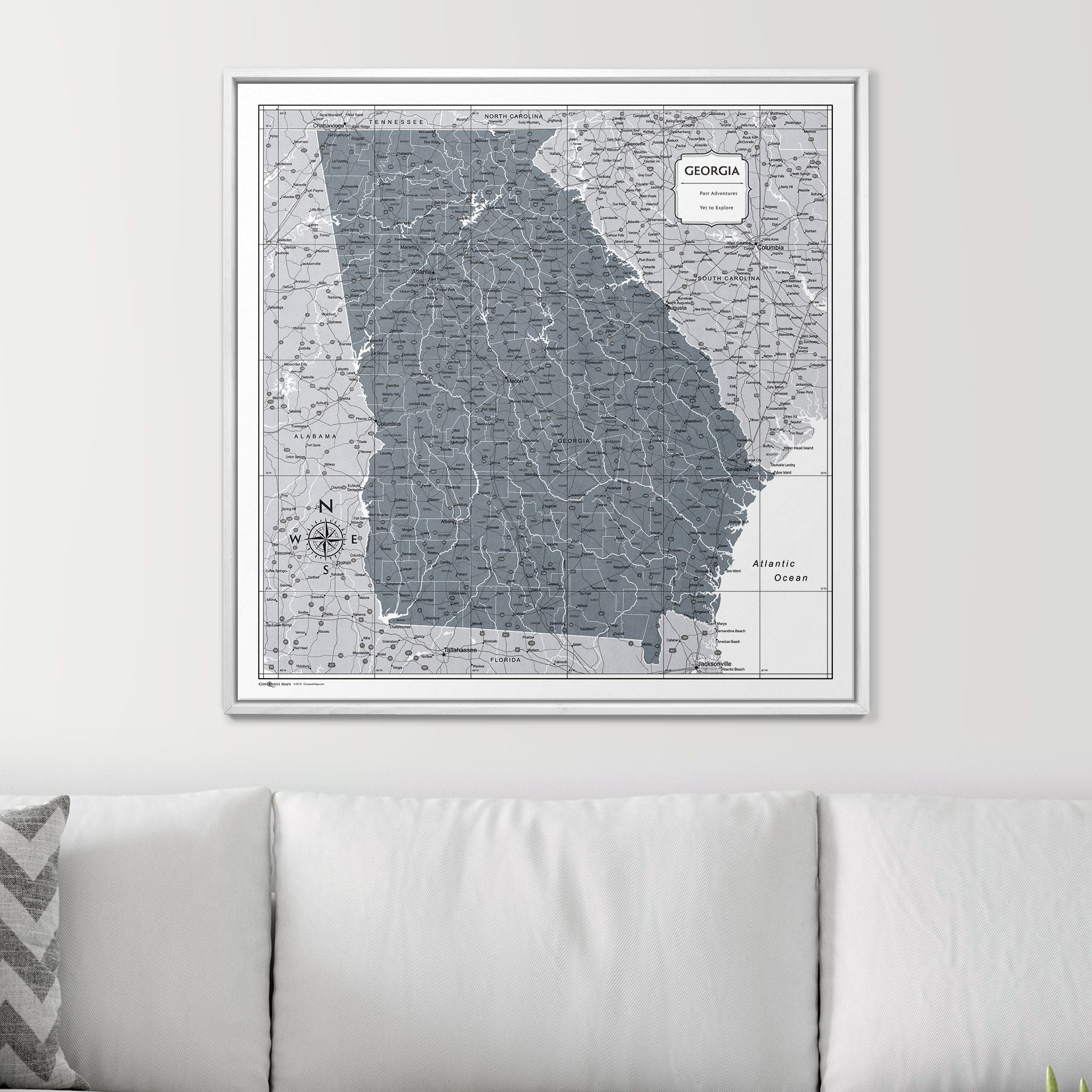 Push Pin Georgia Map (Pin Board) - Dark Gray Color Splash CM Pin Board