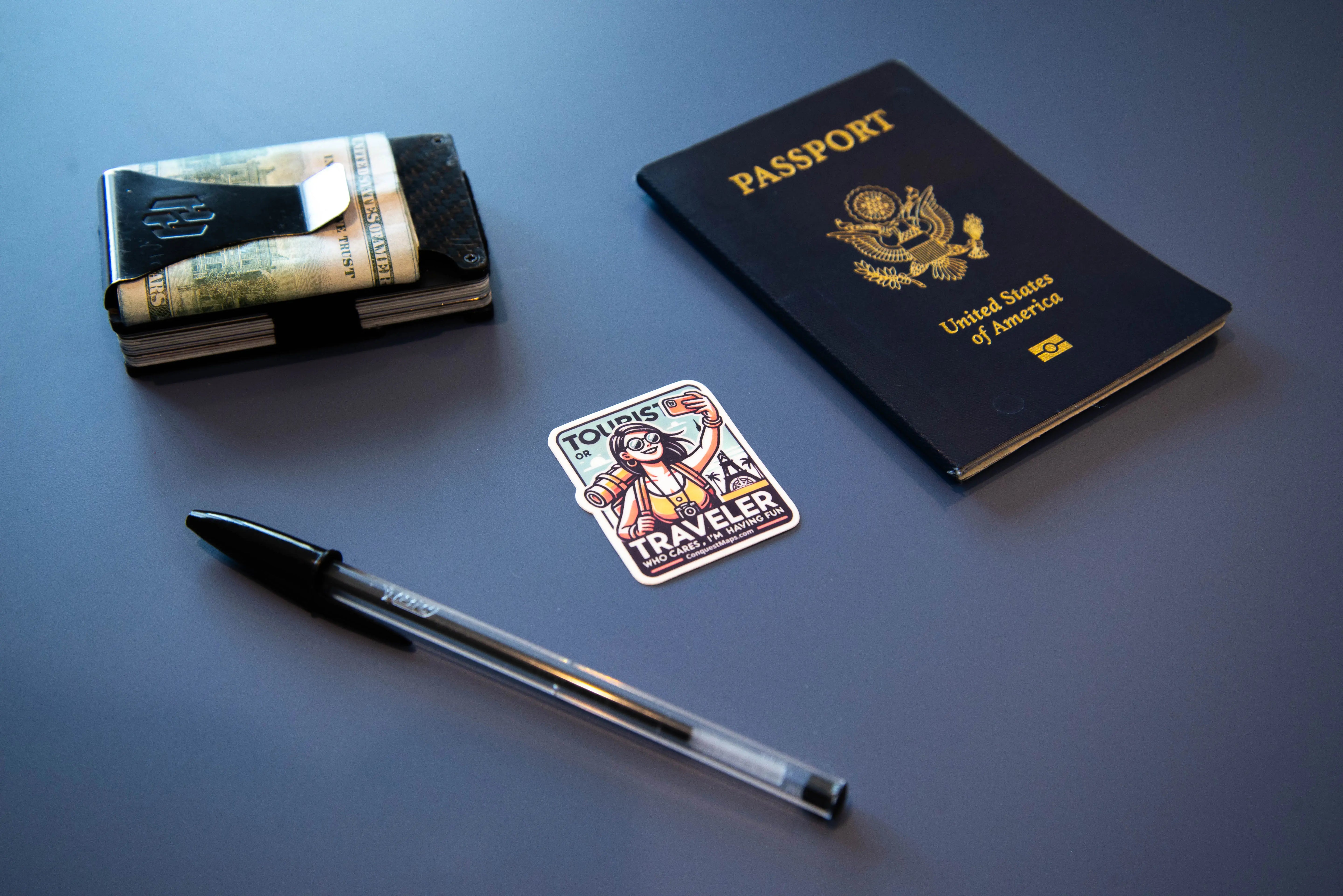 "Tourist or Traveler? Who Cares, I’m Having Fun" Travel Personality Sticker Conquest Maps LLC