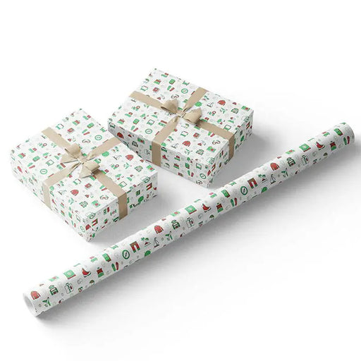 Travel Gift Wrapping Paper - White Festive Design Printify