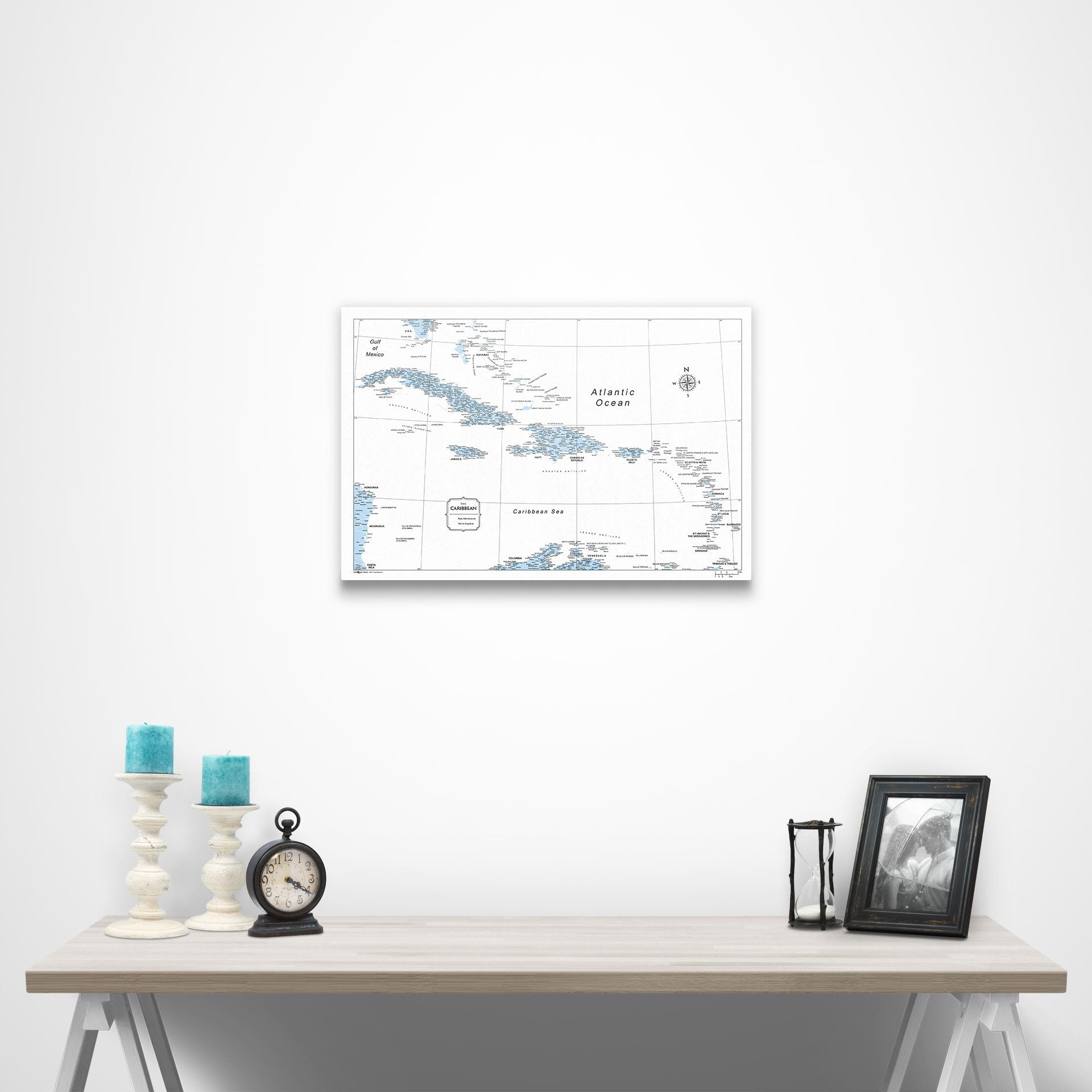 Caribbean Poster Map - Light Blue Color Splash CM Poster