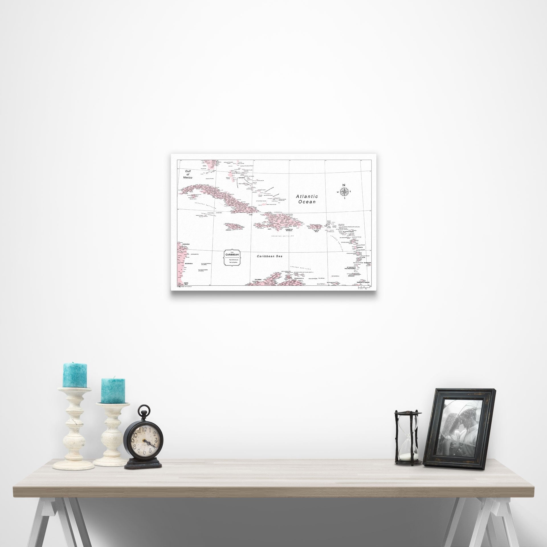 Caribbean Poster Map - Pink Color Splash CM Poster