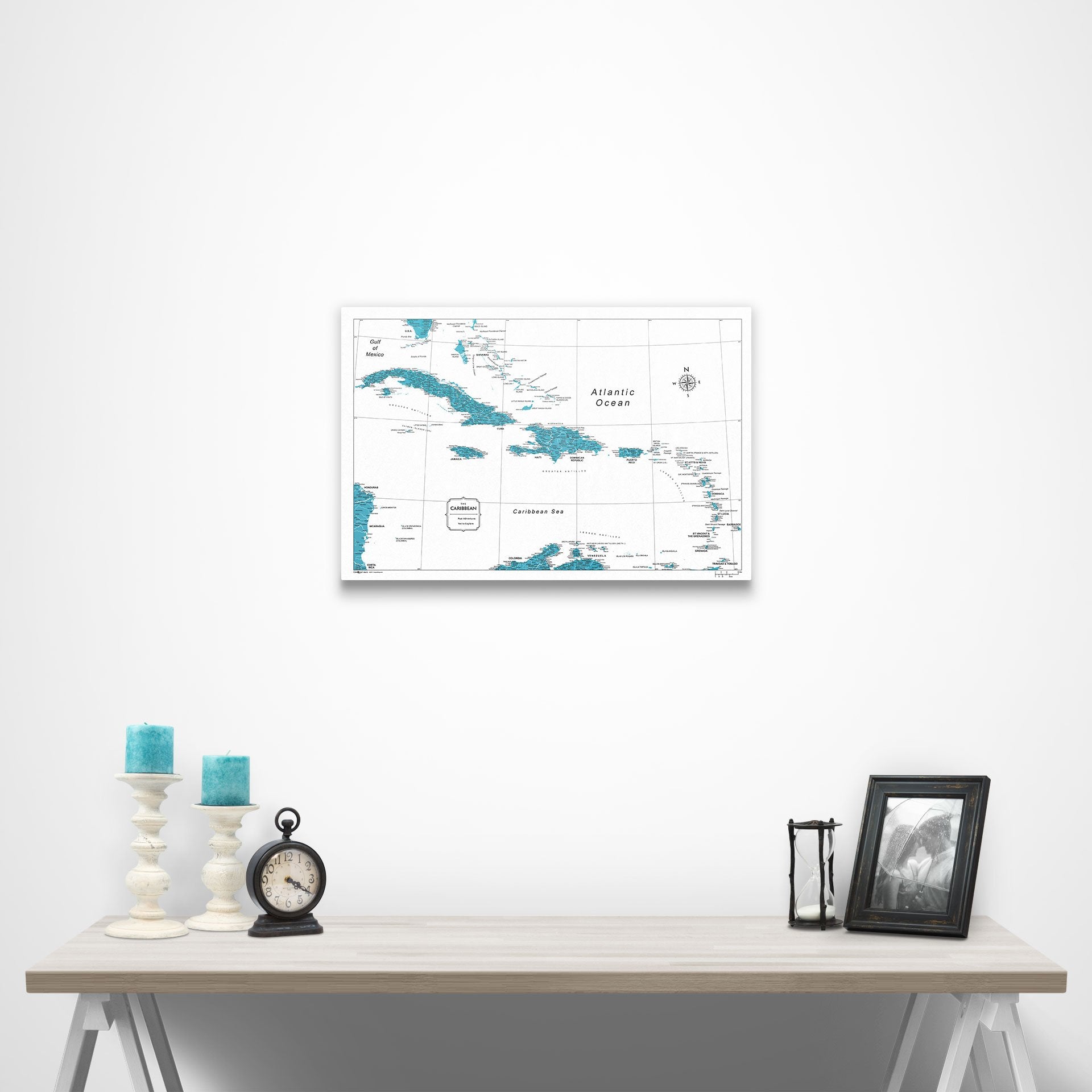 Caribbean Poster Map - Teal Color Splash CM Poster