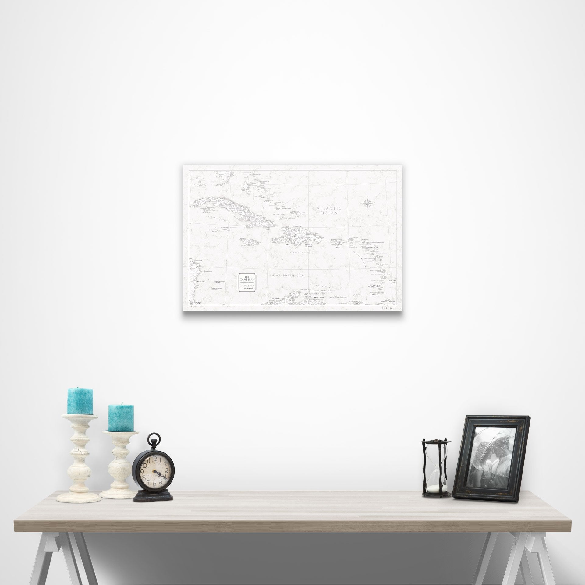 Push Pin Caribbean Map (Pin Board) - Classic Marble CM Pin Board