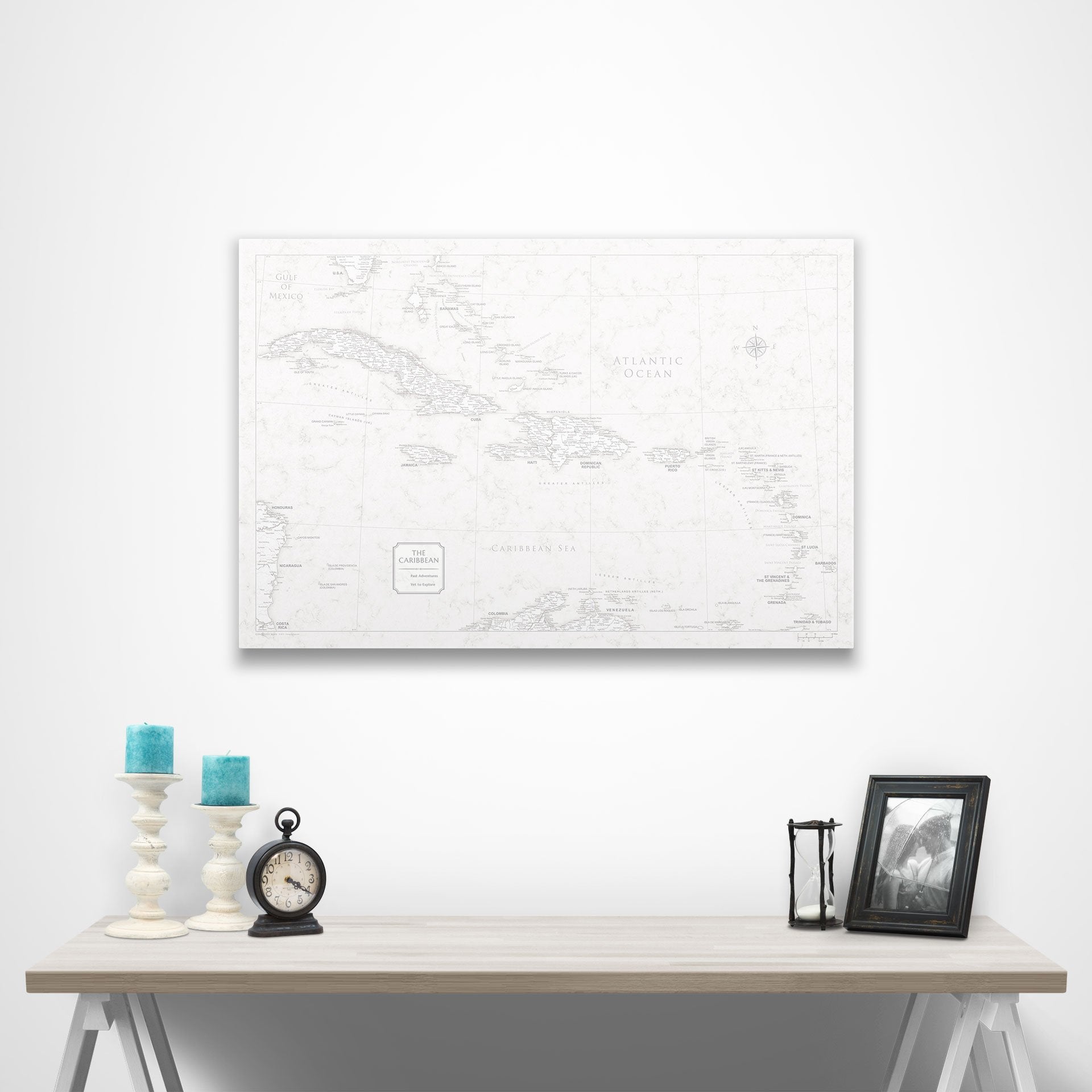 Push Pin Caribbean Map (Pin Board) - Classic Marble CM Pin Board