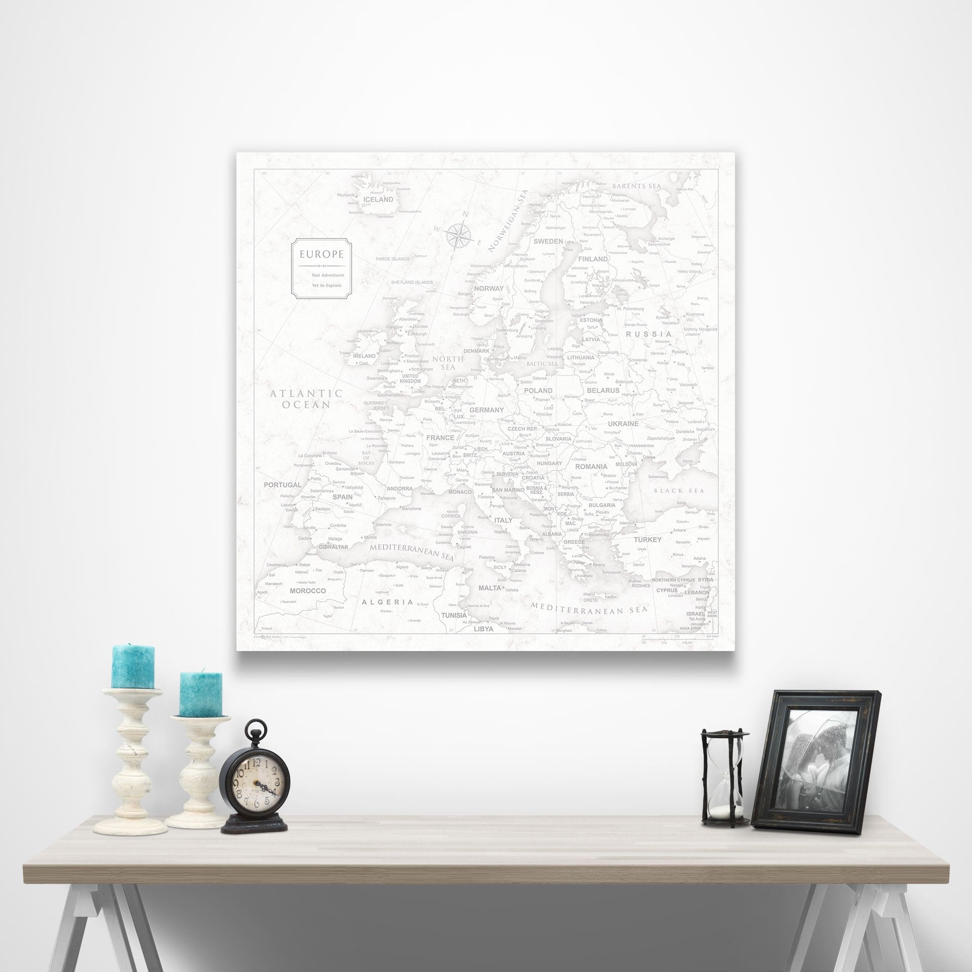 Push Pin Europe Map (Pin Board) - Classic Marble CM Pin Board