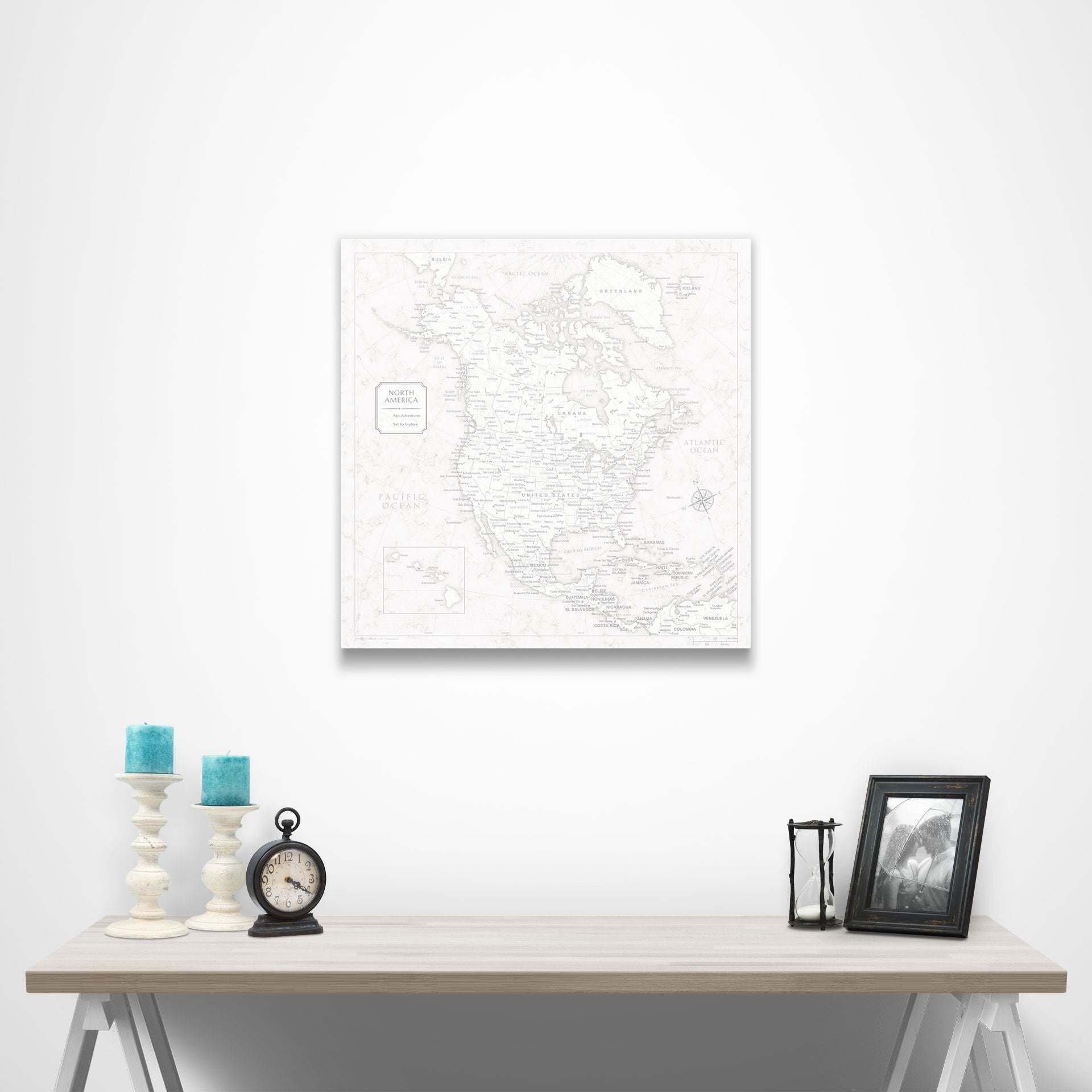 Push Pin North America Map (Pin Board) - Classic Marble CM Pin Board
