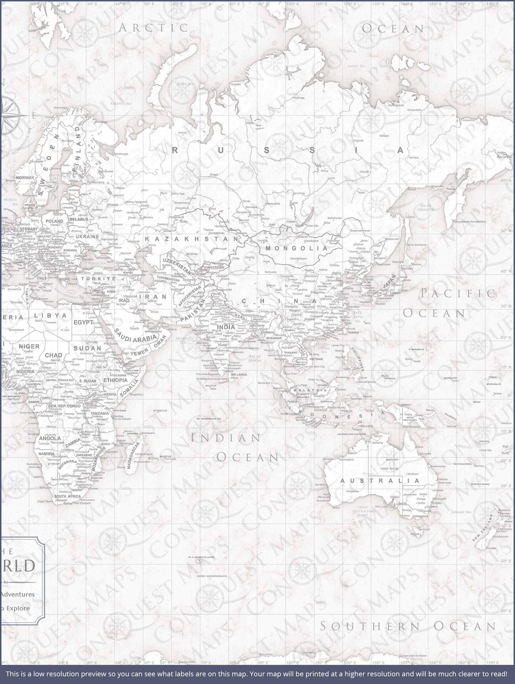 Push Pin World Map (Pin Board) - Classic Marble CM Pin Board