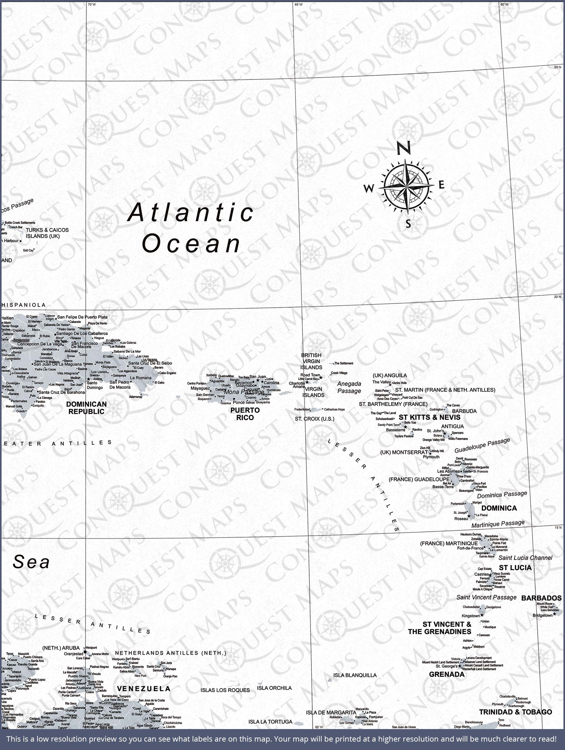 Push Pin Caribbean Map (Pin Board) - Light Gray Color Splash CM Pin Board