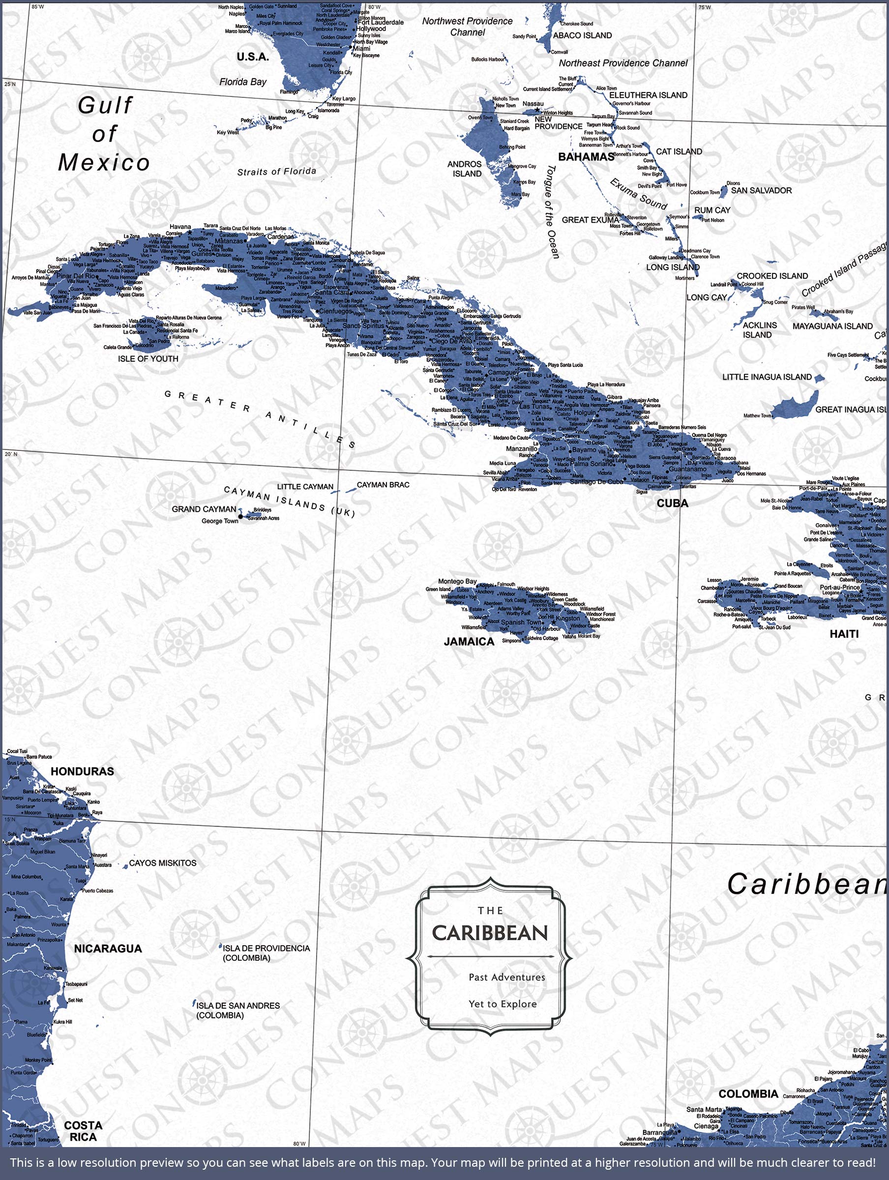 Push Pin Caribbean Map (Pin Board) - Navy Color Splash CM Pin Board