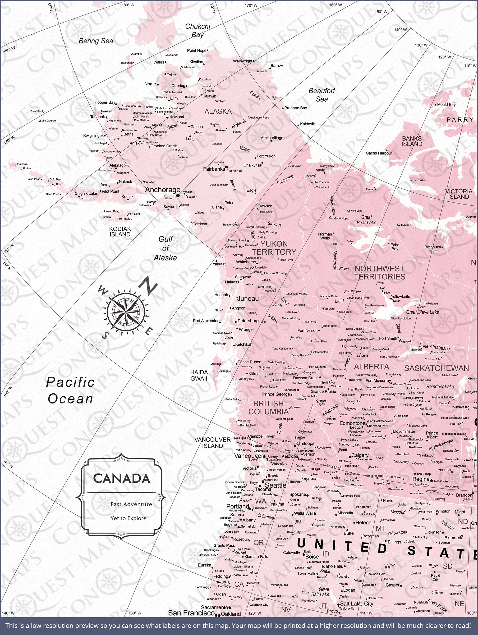 Push Pin Canada Map (Pin Board) - Pink Color Splash CM Pin Board