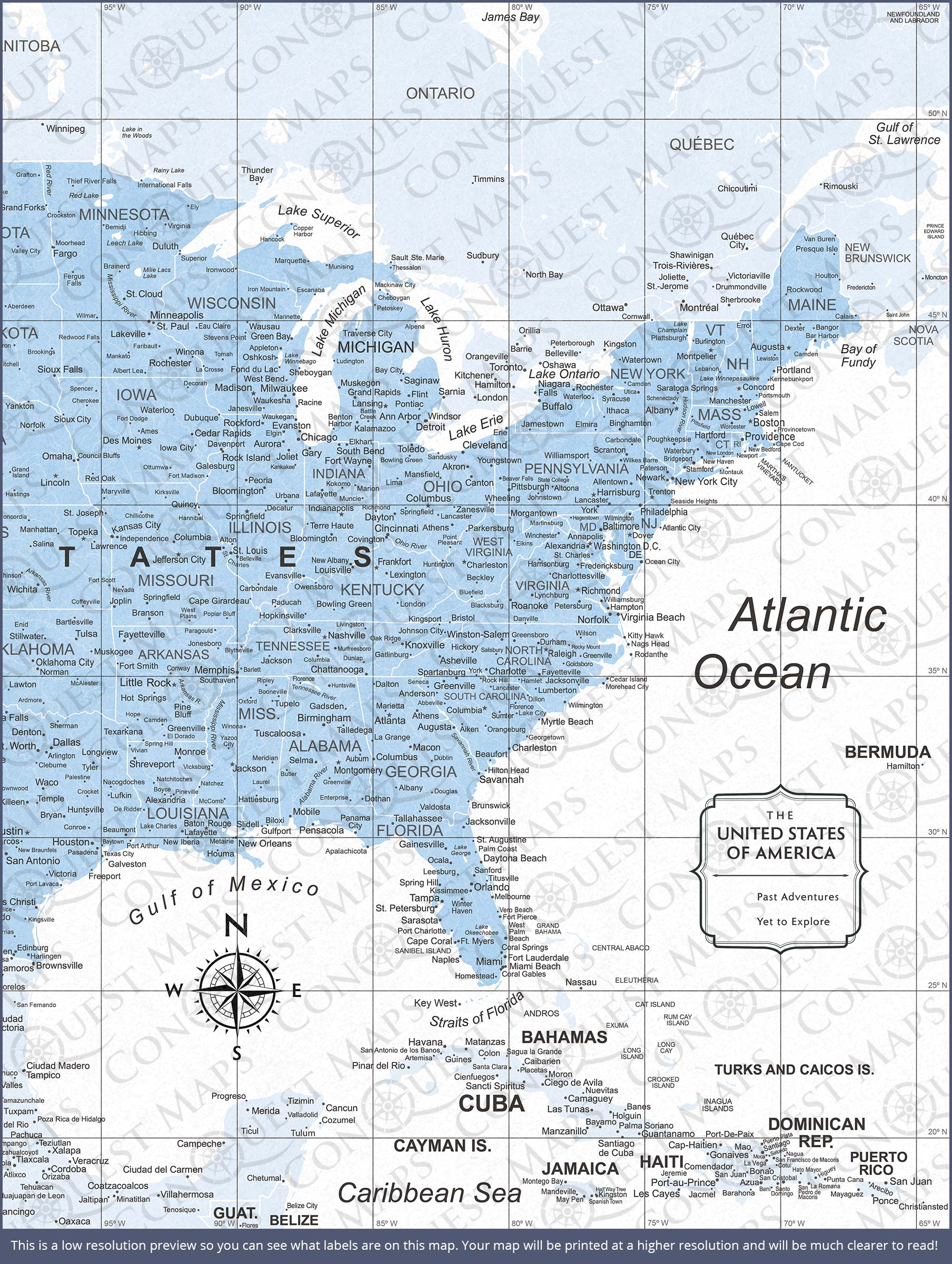 Push Pin USA Map (Pin Board) - Light Blue Color Splash CM Pin Board