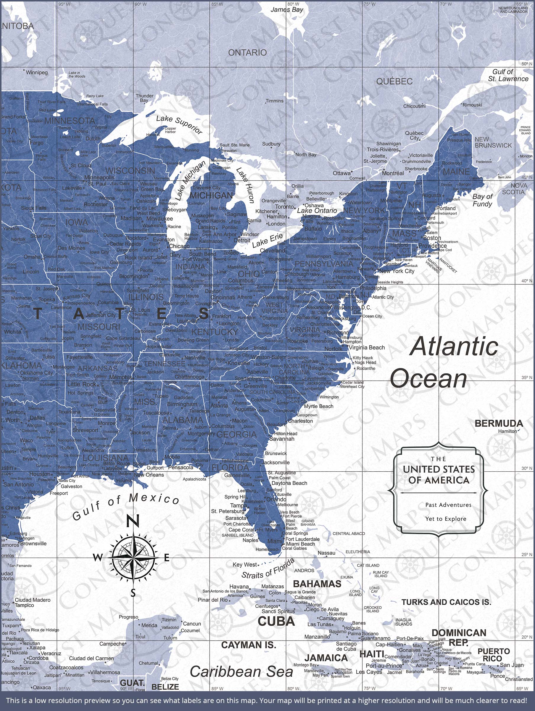 Push Pin USA Map (Pin Board) - Navy Color Splash CM Pin Board
