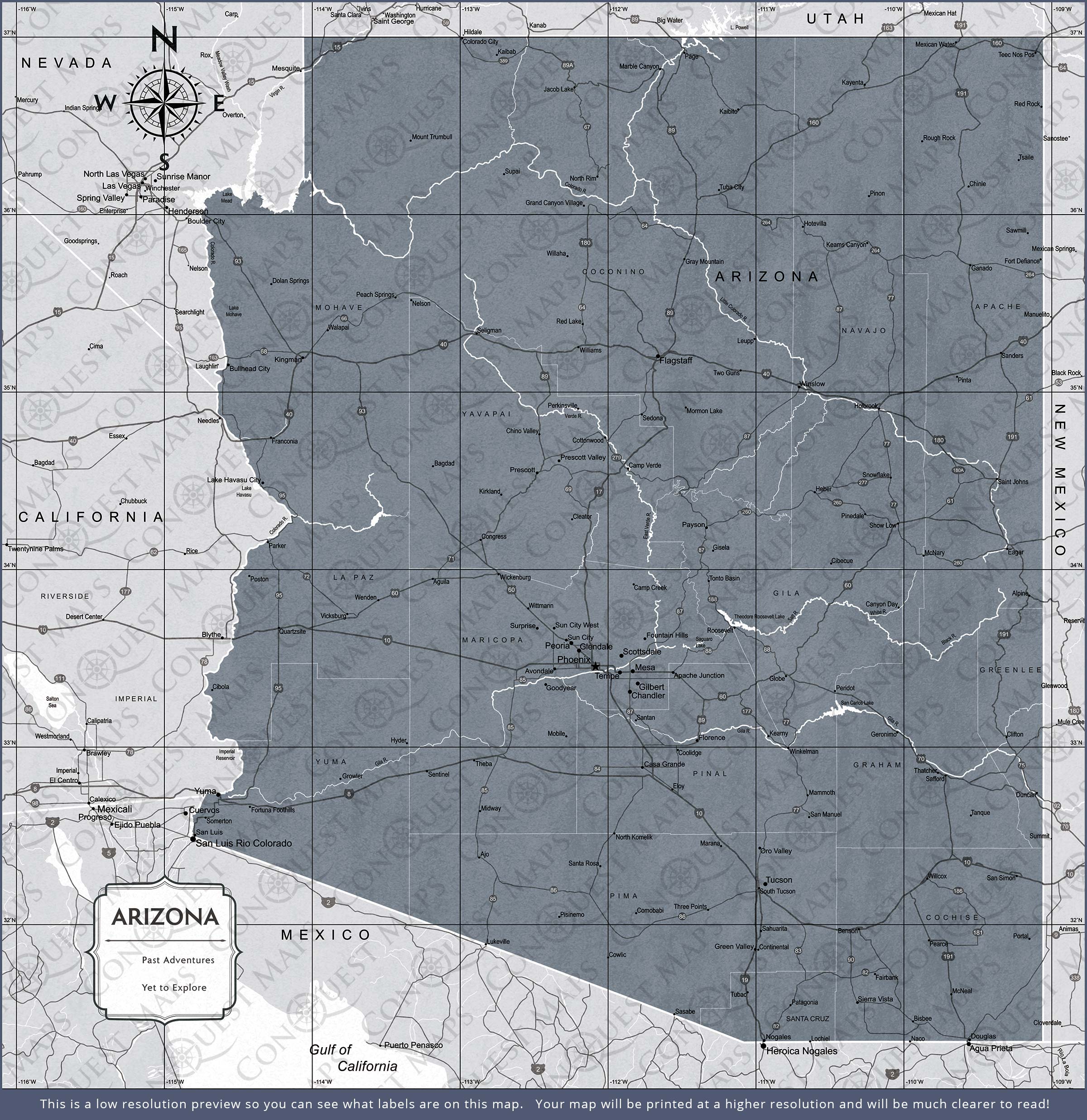 Push Pin Arizona Map (Pin Board) - Dark Gray Color Splash CM Pin Board