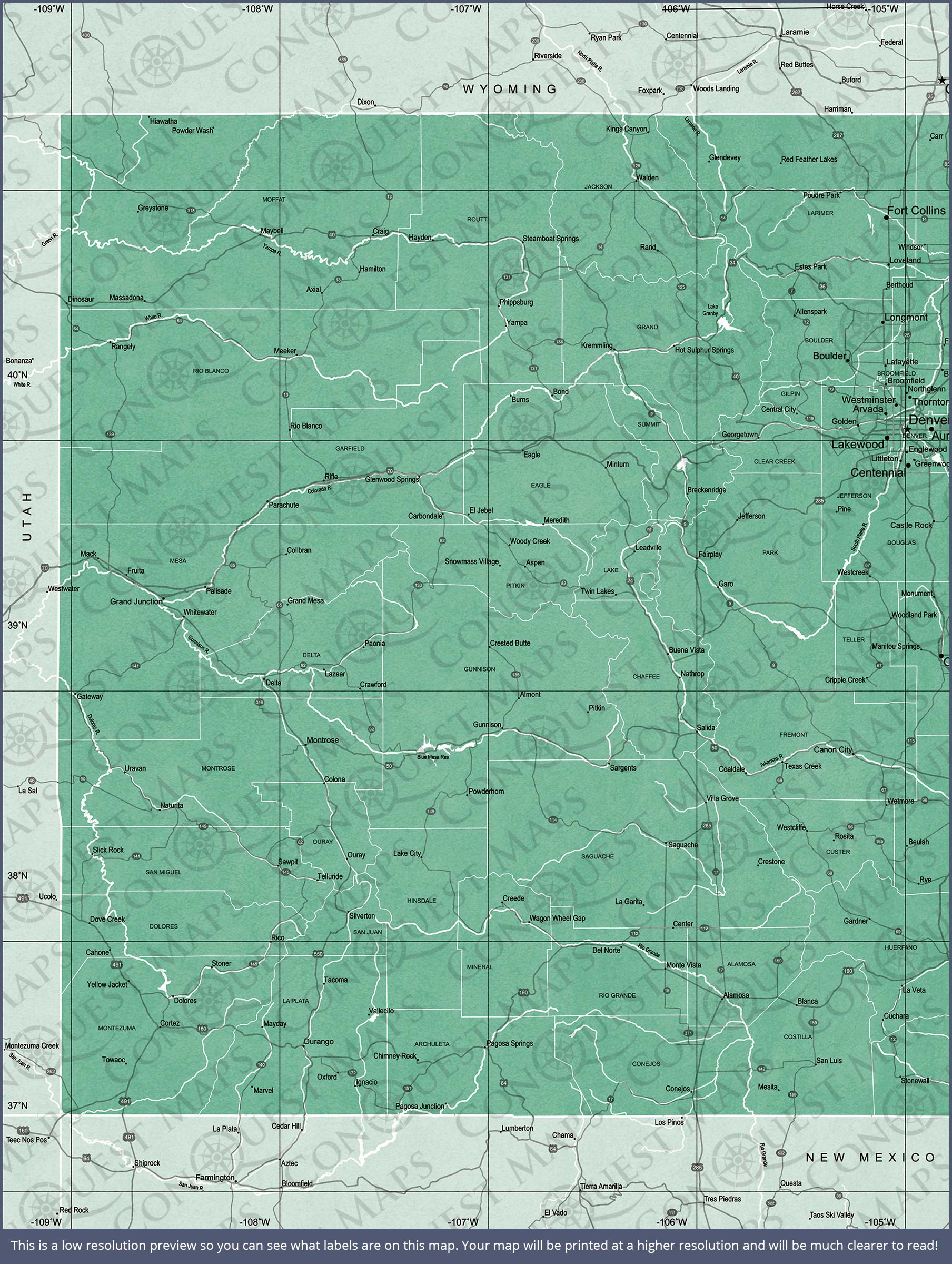 Push Pin Colorado Map (Pin Board) - Green Color Splash CM Pin Board