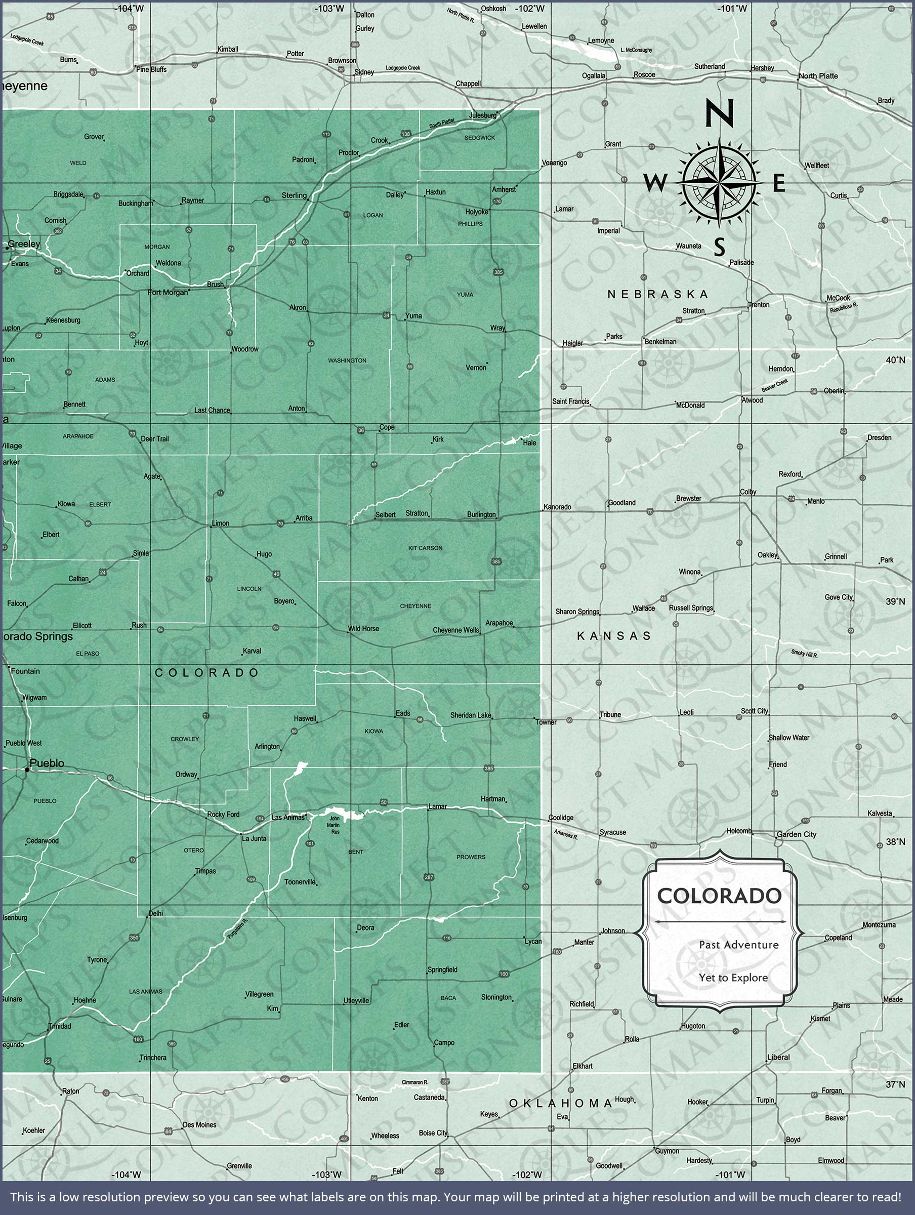 Push Pin Colorado Map (Pin Board) - Green Color Splash CM Pin Board