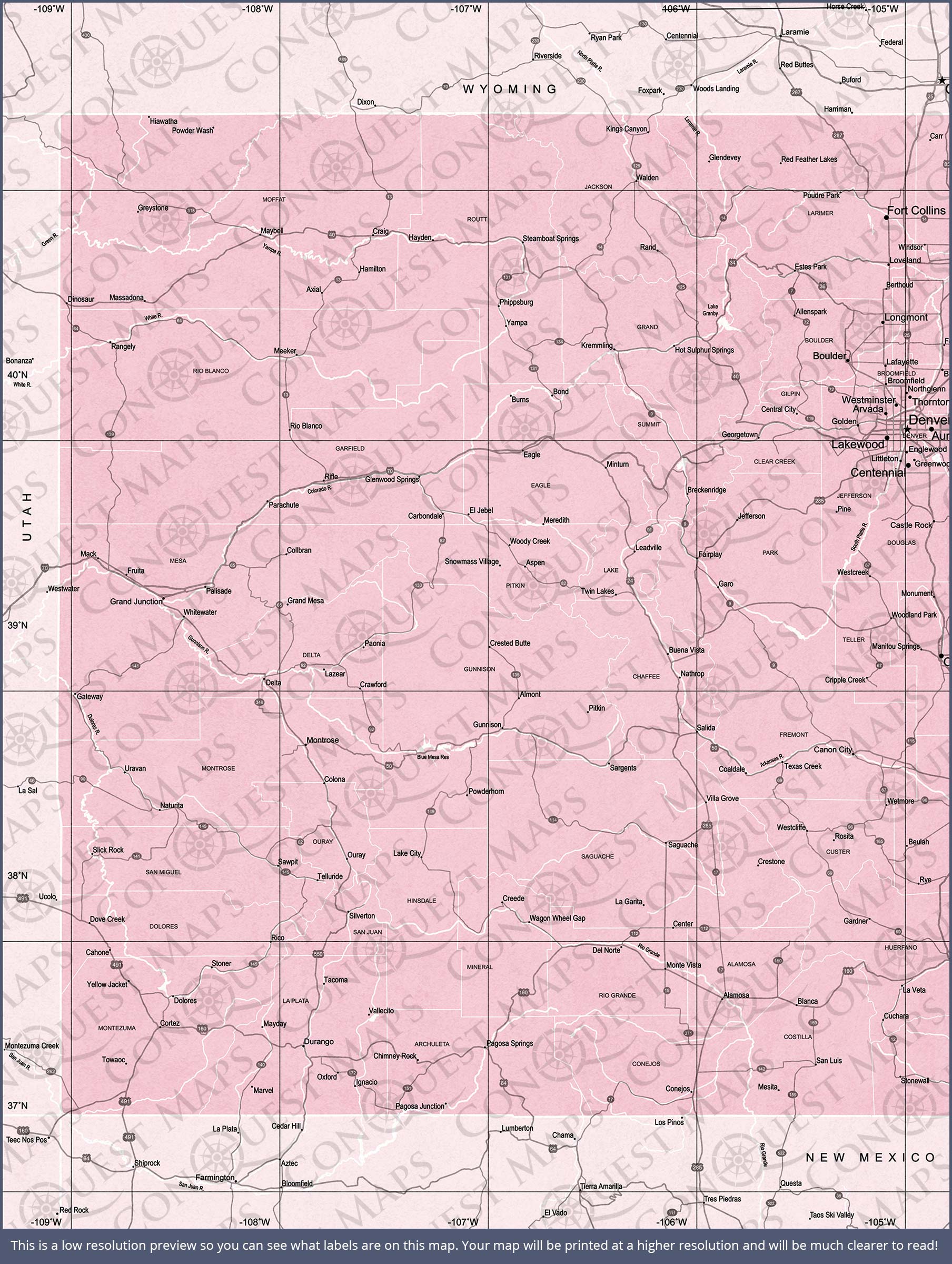 Push Pin Colorado Map (Pin Board) - Pink Color Splash CM Pin Board