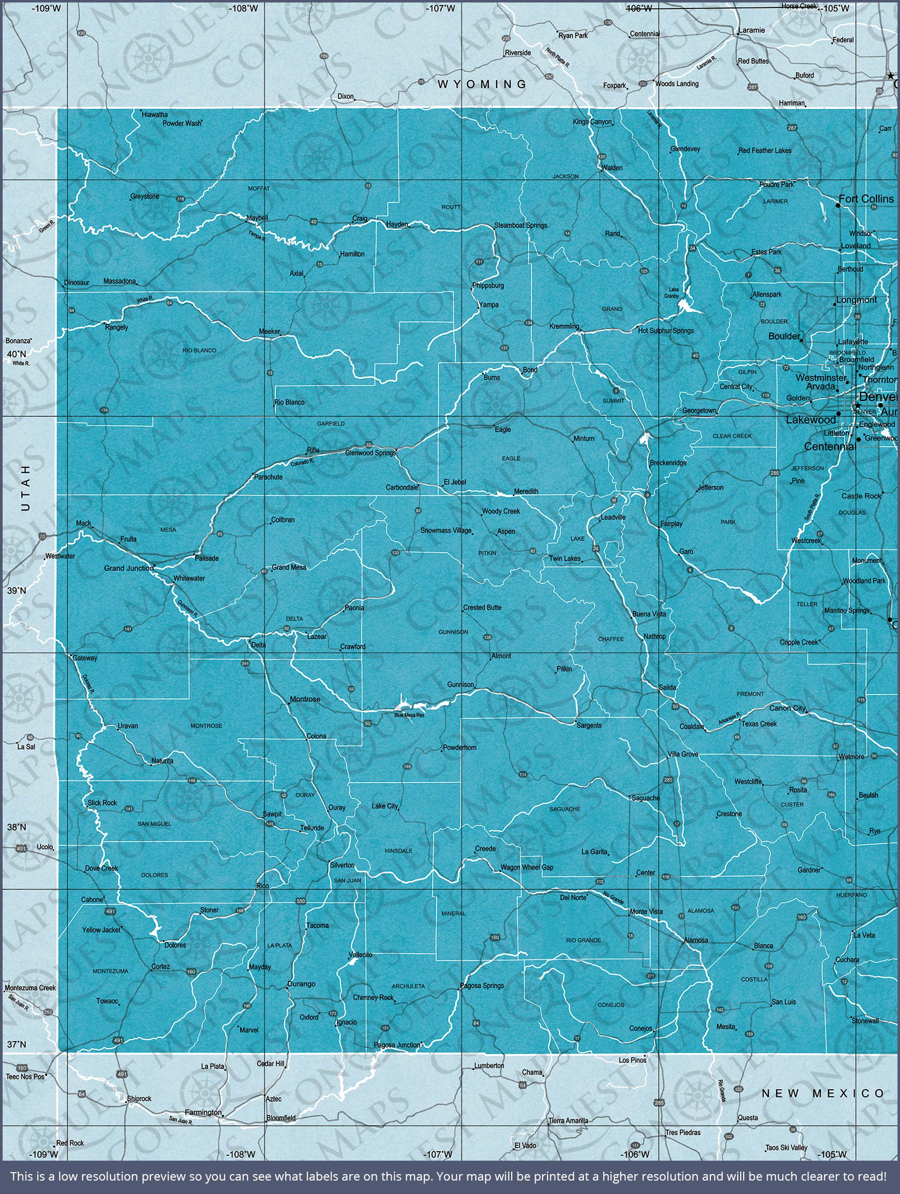 Push Pin Colorado Map (Pin Board) - Teal Color Splash CM Pin Board