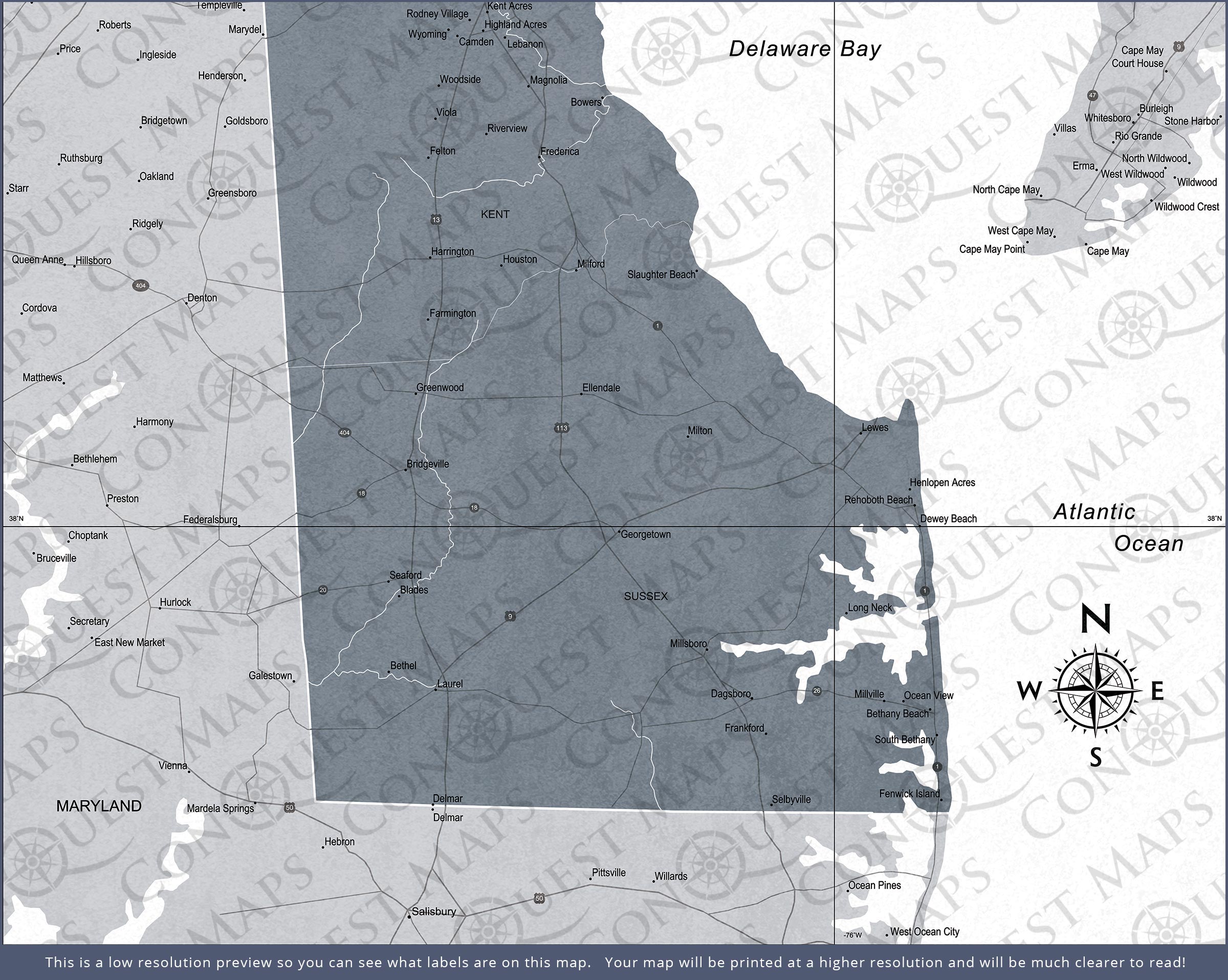 Push Pin Delaware Map (Pin Board) - Dark Gray Color Splash CM Pin Board