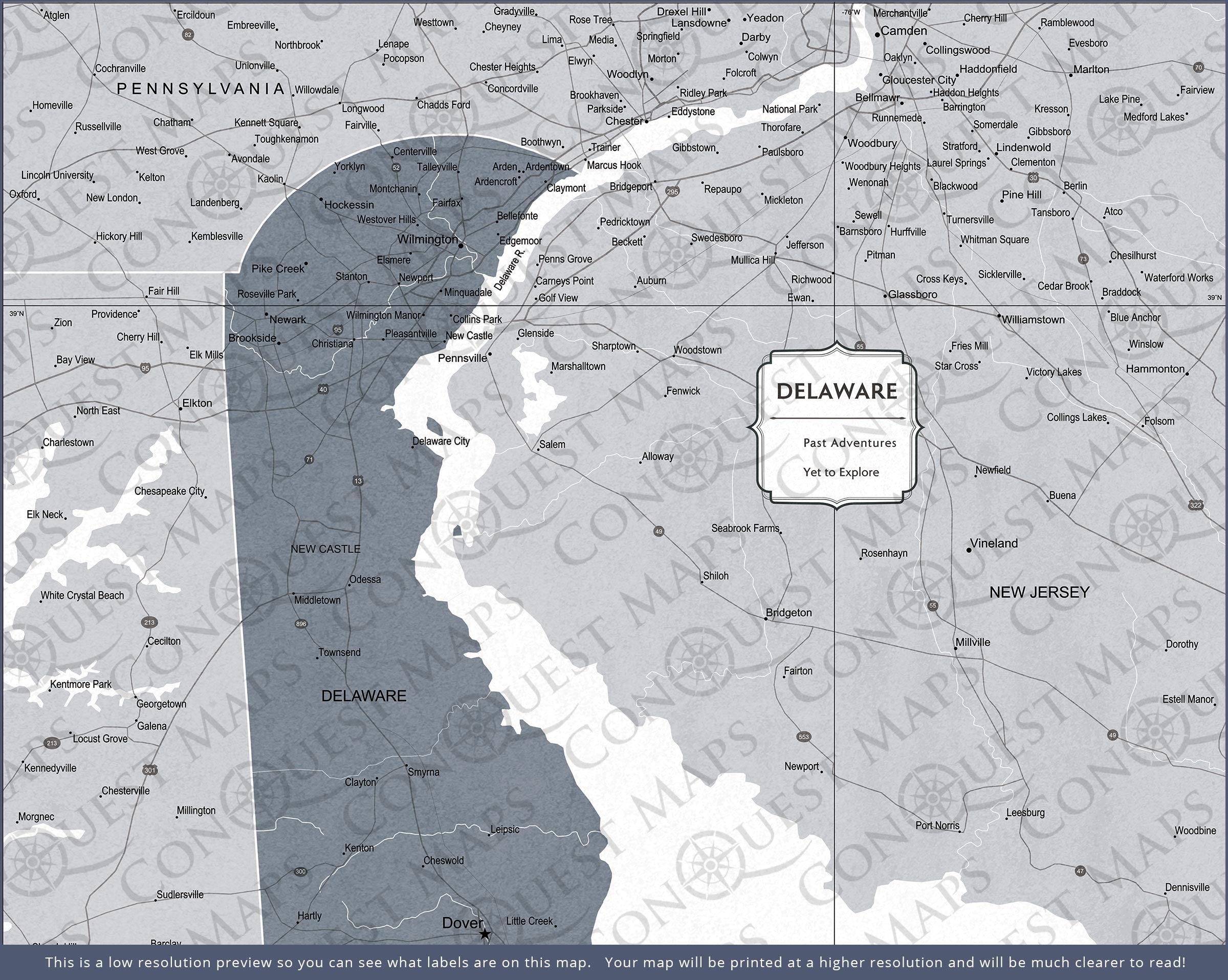 Push Pin Delaware Map (Pin Board) - Dark Gray Color Splash CM Pin Board