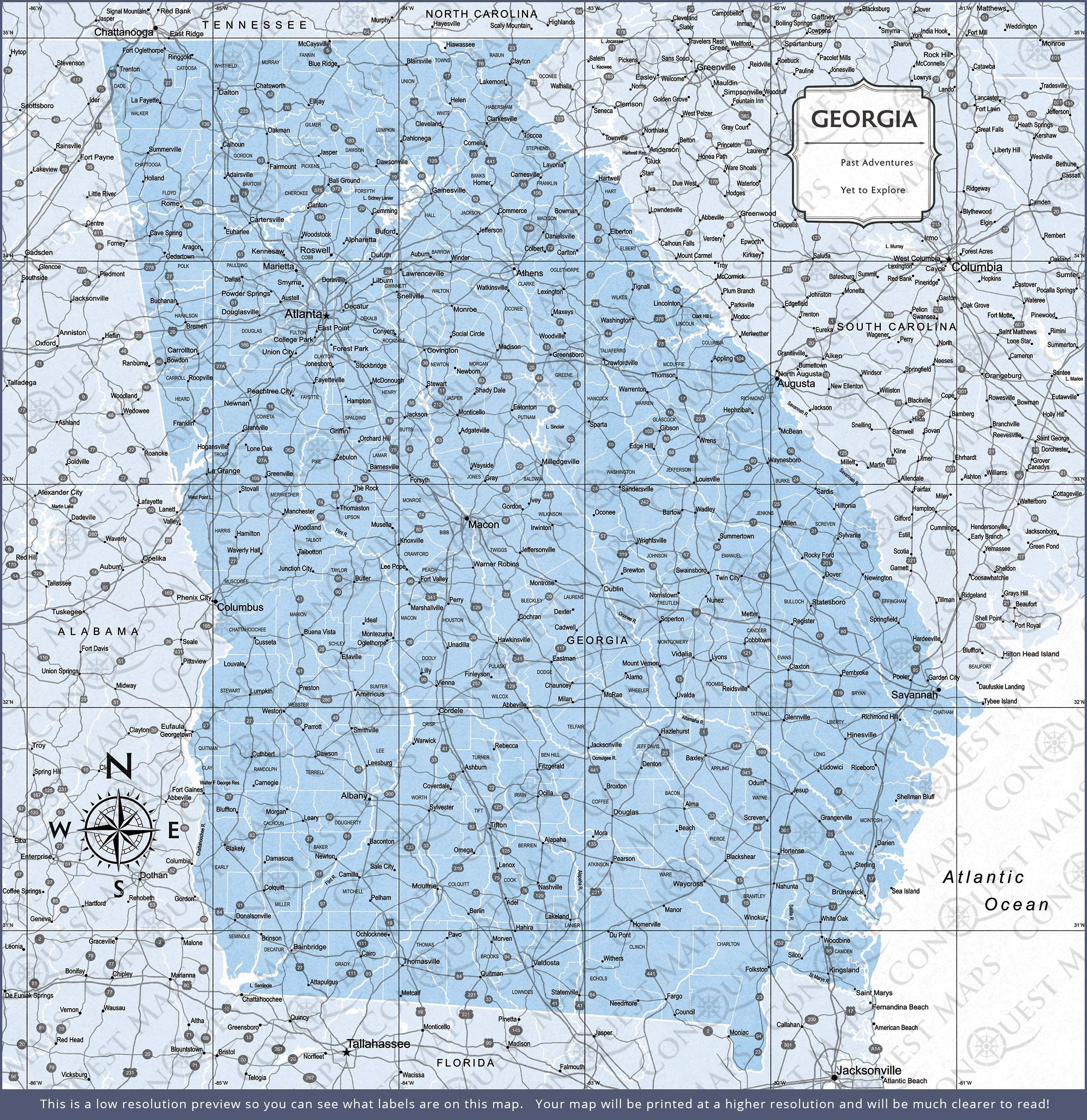 Push Pin Georgia Map (Pin Board) - Light Blue Color Splash CM Pin Board