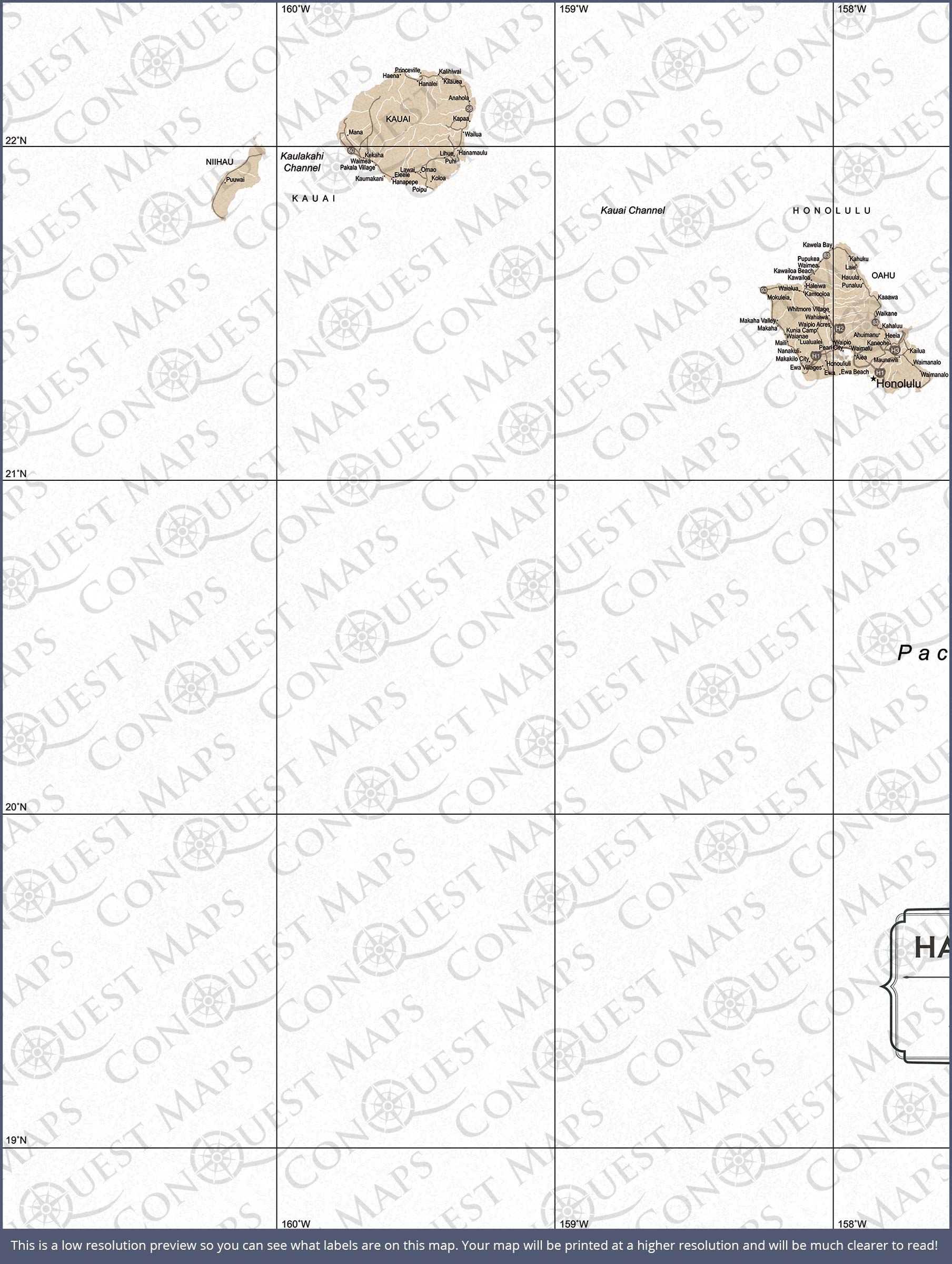 Push Pin Hawaii Map (Pin Board) - Light Brown Color Splash CM Pin Board