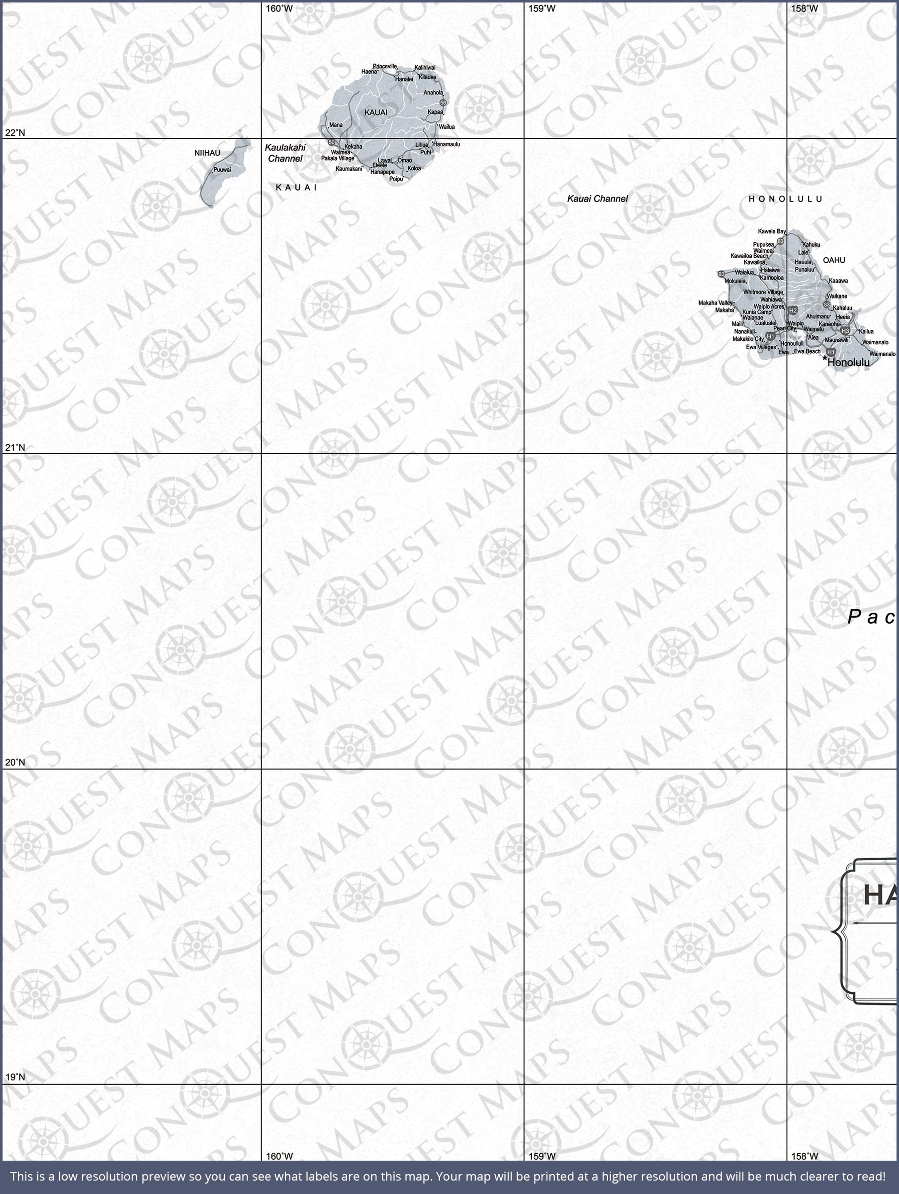 Push Pin Hawaii Map (Pin Board) - Light Gray Color Splash CM Pin Board