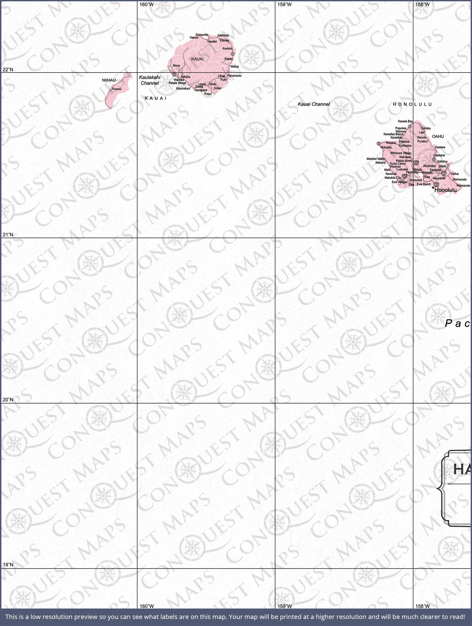 Push Pin Hawaii Map (Pin Board) - Pink Color Splash CM Pin Board
