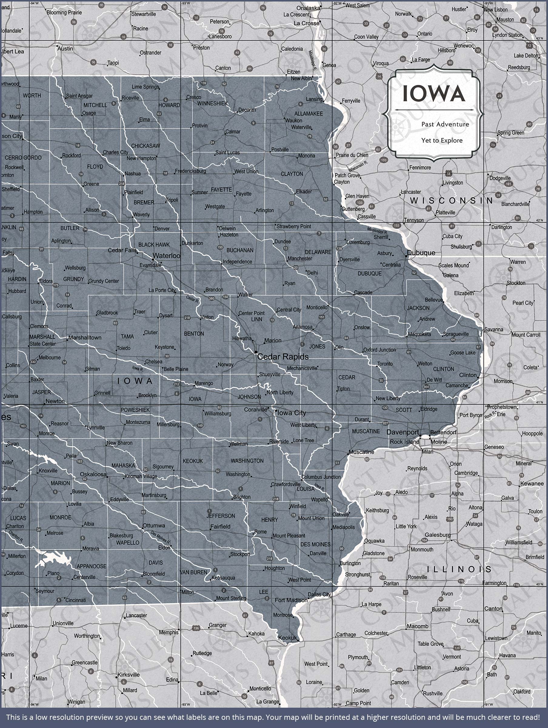 Push Pin Iowa Map (Pin Board) - Dark Gray Color Splash CM Pin Board