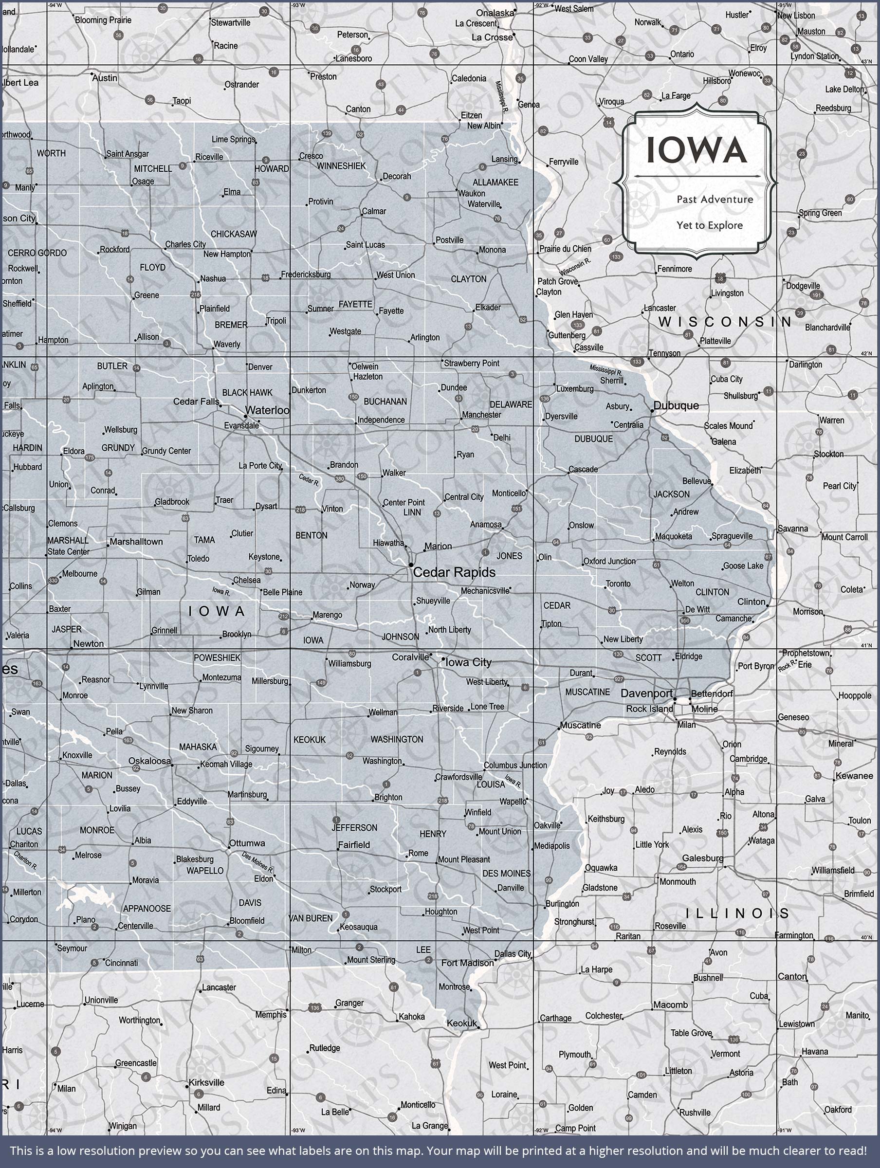 Push Pin Iowa Map (Pin Board) - Light Gray Color Splash CM Pin Board