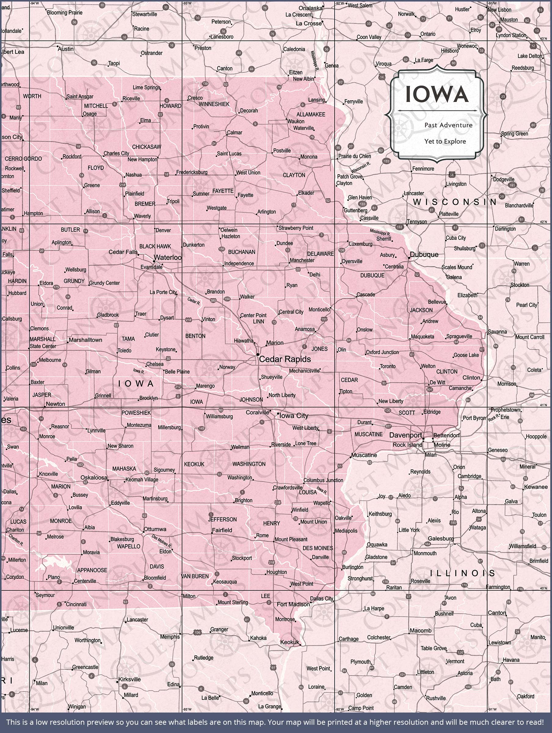 Push Pin Iowa Map (Pin Board) - Pink Color Splash CM Pin Board