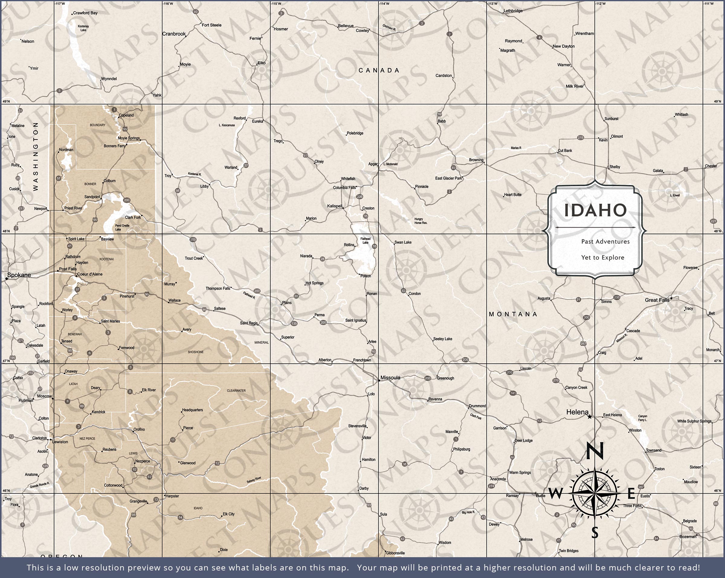 Push Pin Idaho Map (Pin Board) - Light Brown Color Splash CM Pin Board