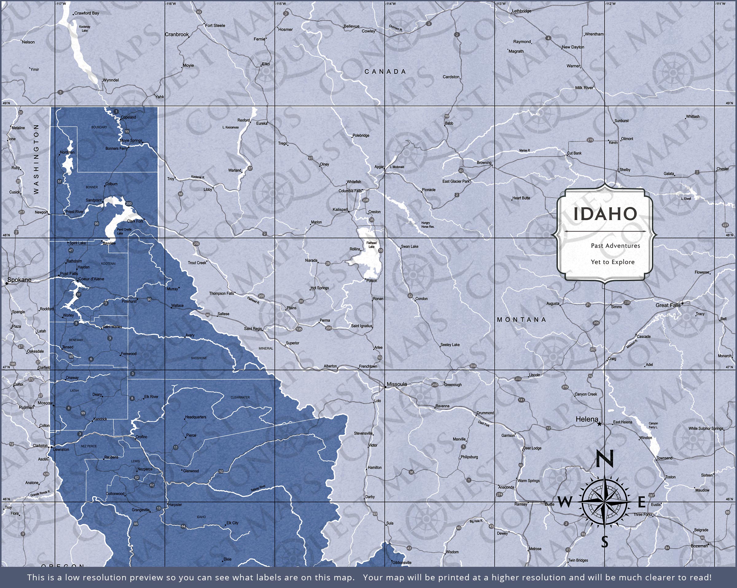 Push Pin Idaho Map (Pin Board) - Navy Color Splash CM Pin Board