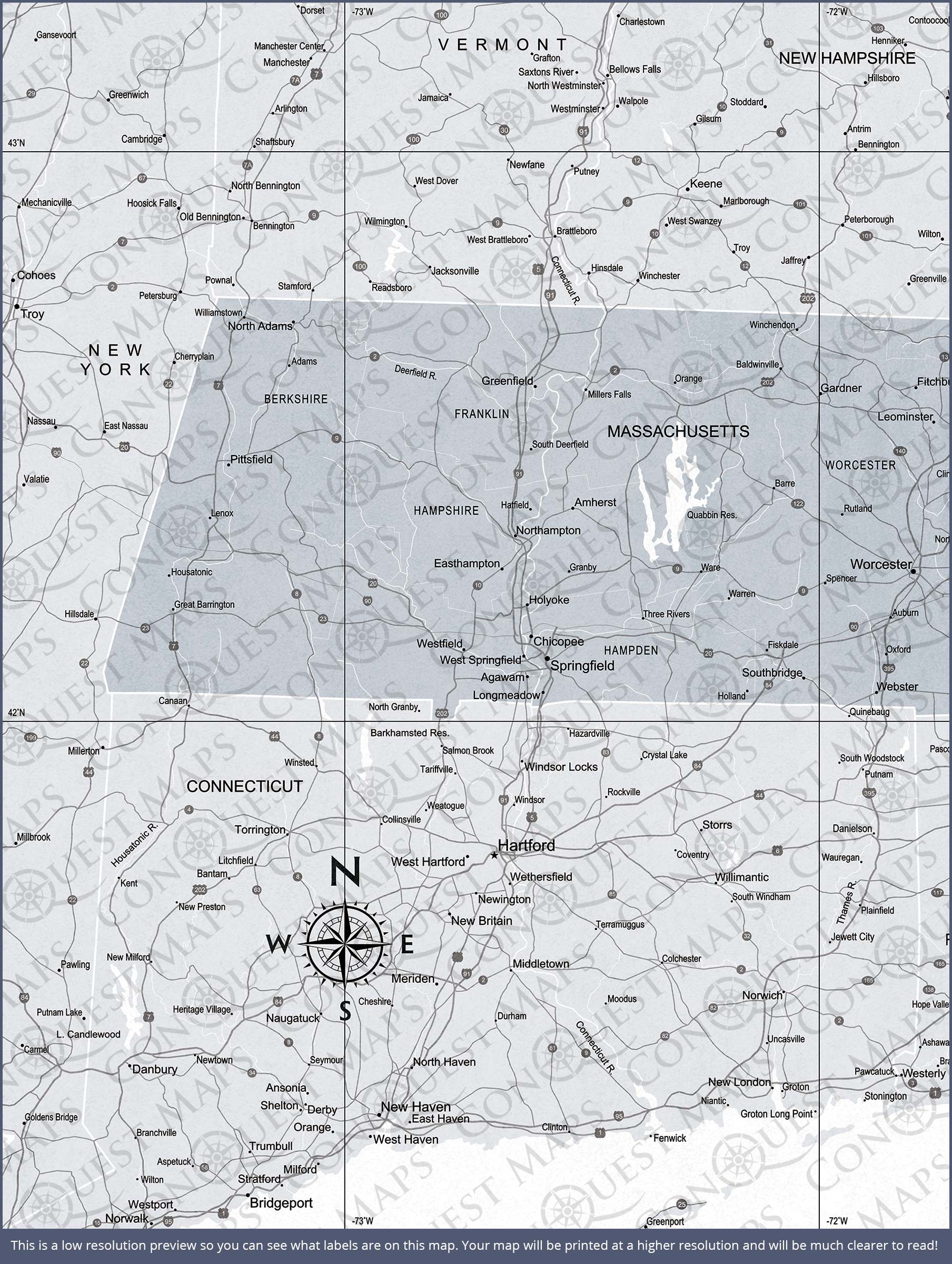 Push Pin Massachusetts Map (Pin Board) - Light Gray Color Splash CM Pin Board