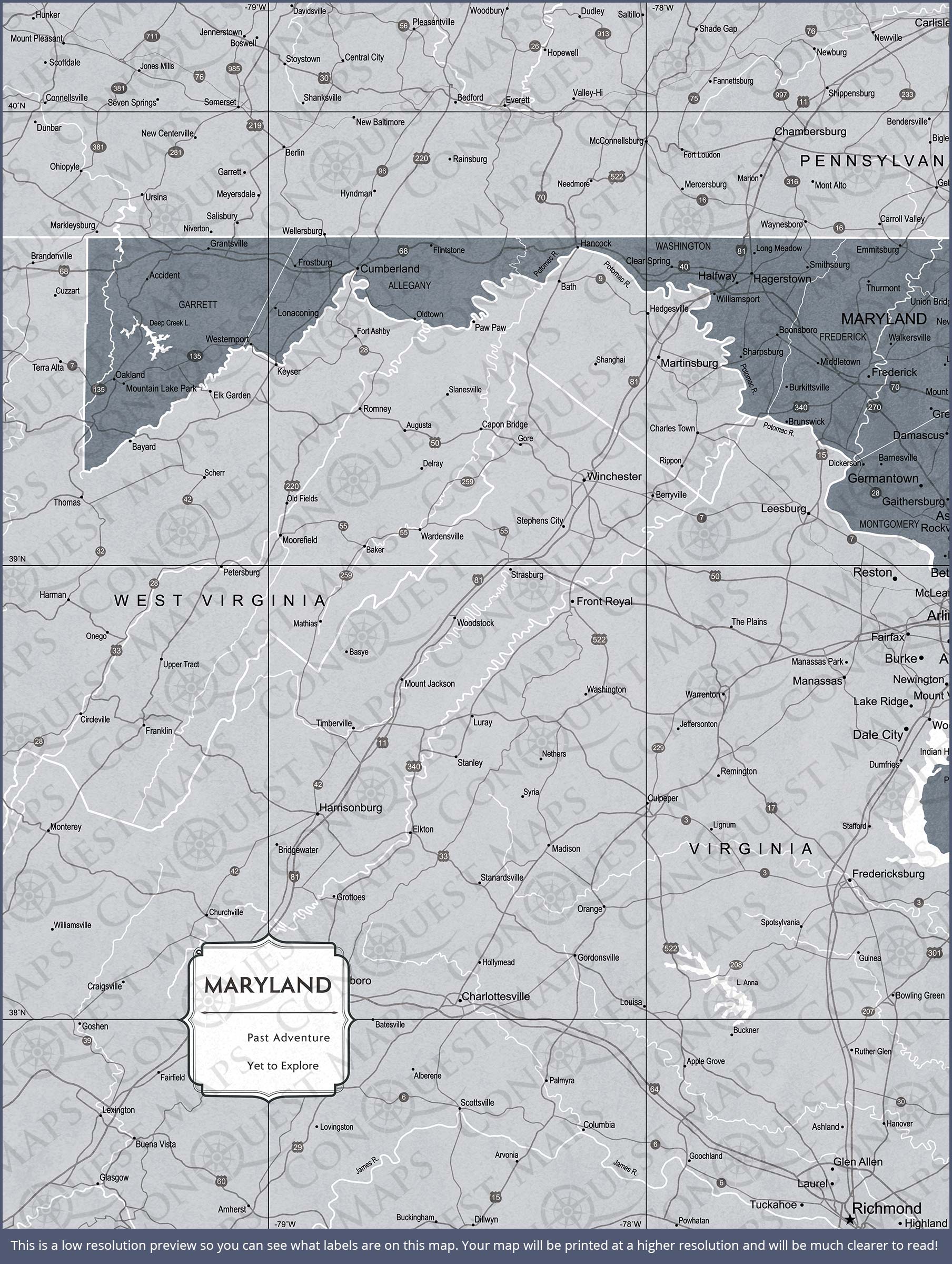 Push Pin Maryland Map (Pin Board) - Dark Gray Color Splash CM Pin Board