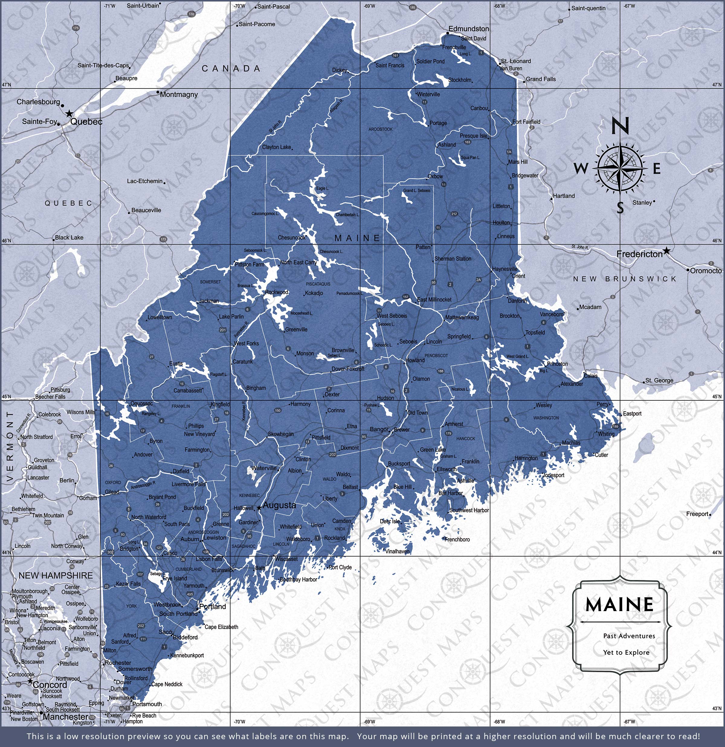 Push Pin Maine Map (Pin Board) - Navy Color Splash CM Pin Board