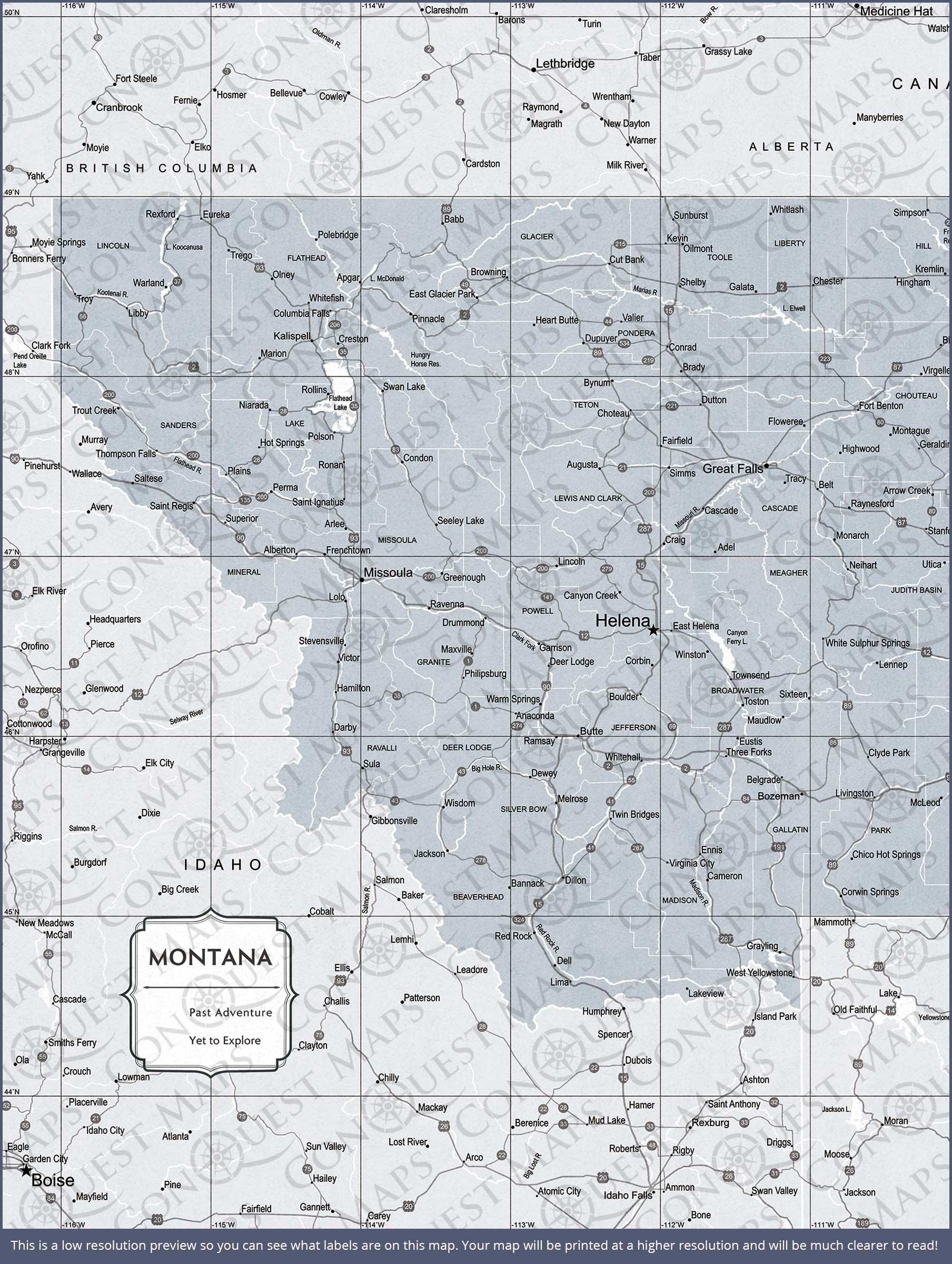 Push Pin Montana Map (Pin Board) - Light Gray Color Splash CM Pin Board