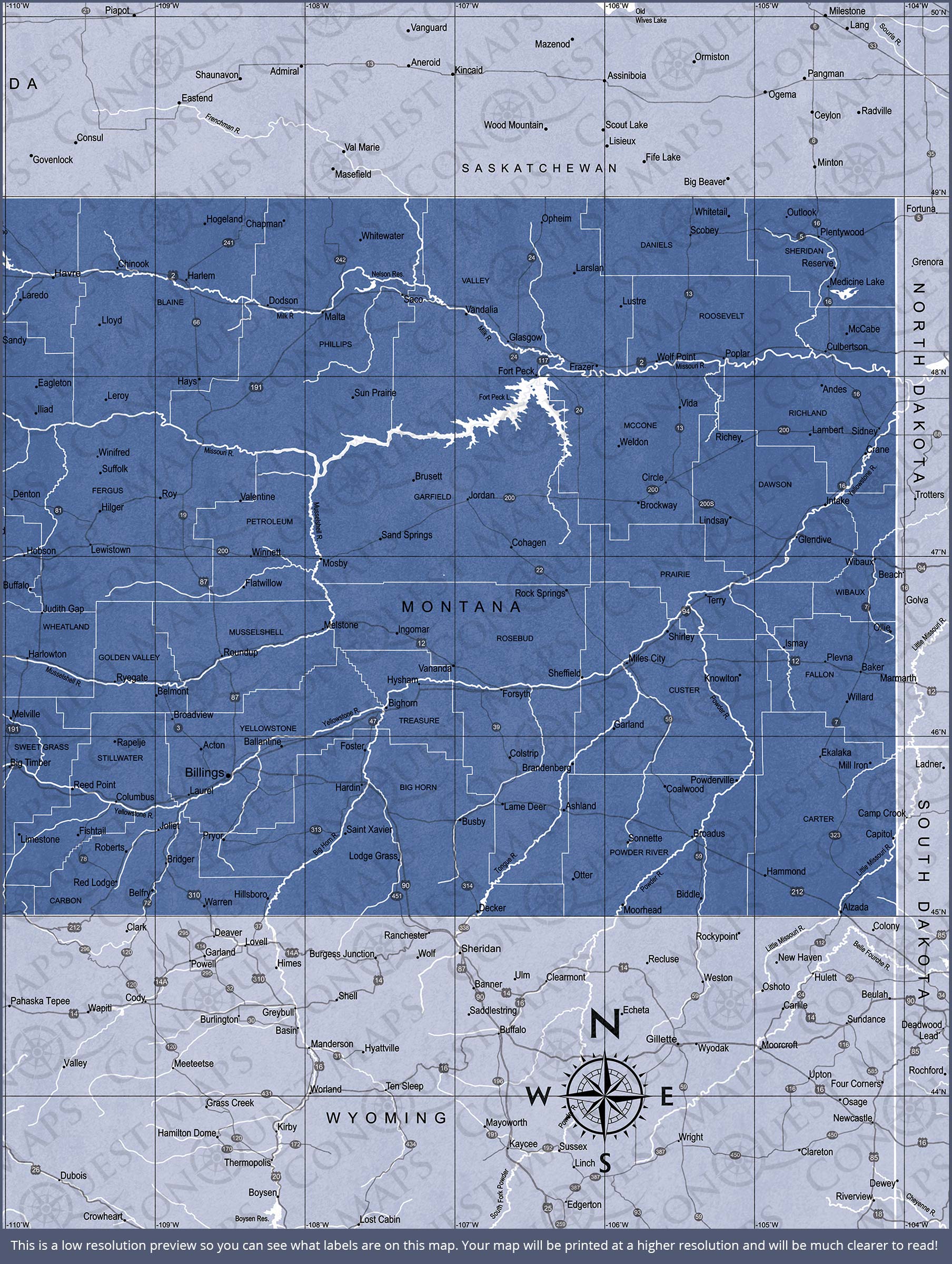 Push Pin Montana Map (Pin Board) - Navy Color Splash CM Pin Board