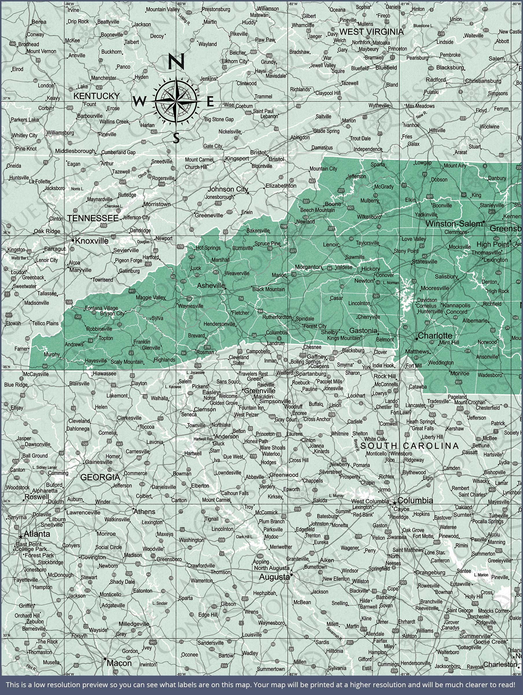 Push Pin North Carolina Map (Pin Board) - Green Color Splash CM Pin Board