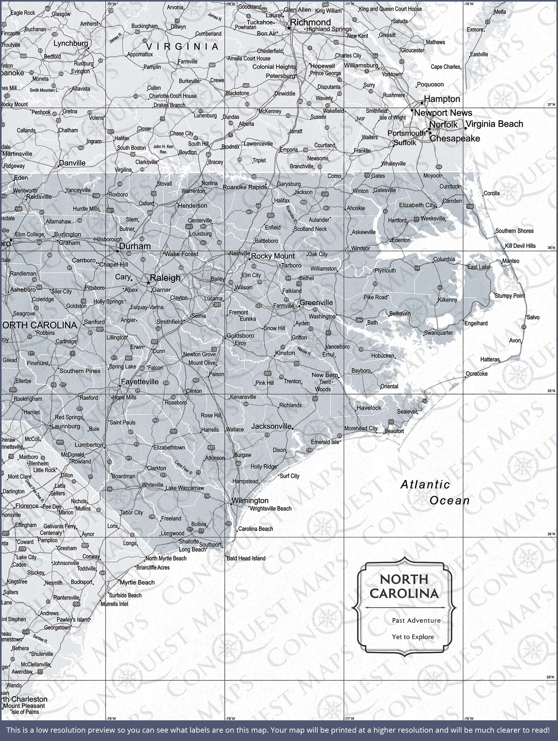 Push Pin North Carolina Map (Pin Board) - Light Gray Color Splash CM Pin Board