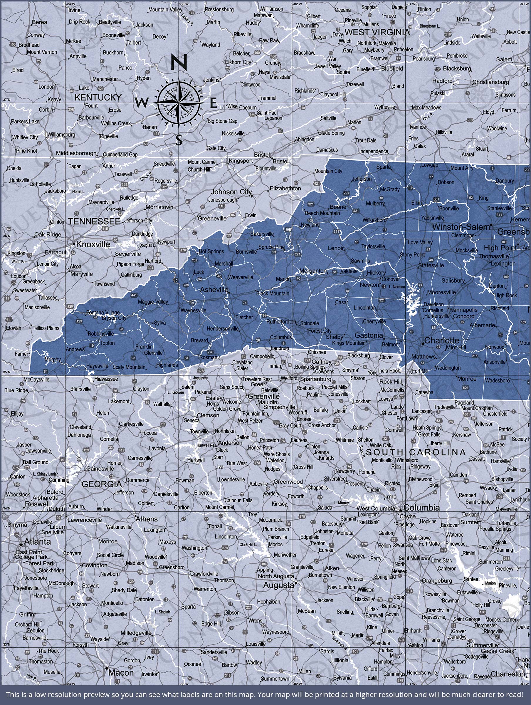 Push Pin North Carolina Map (Pin Board) - Navy Color Splash CM Pin Board