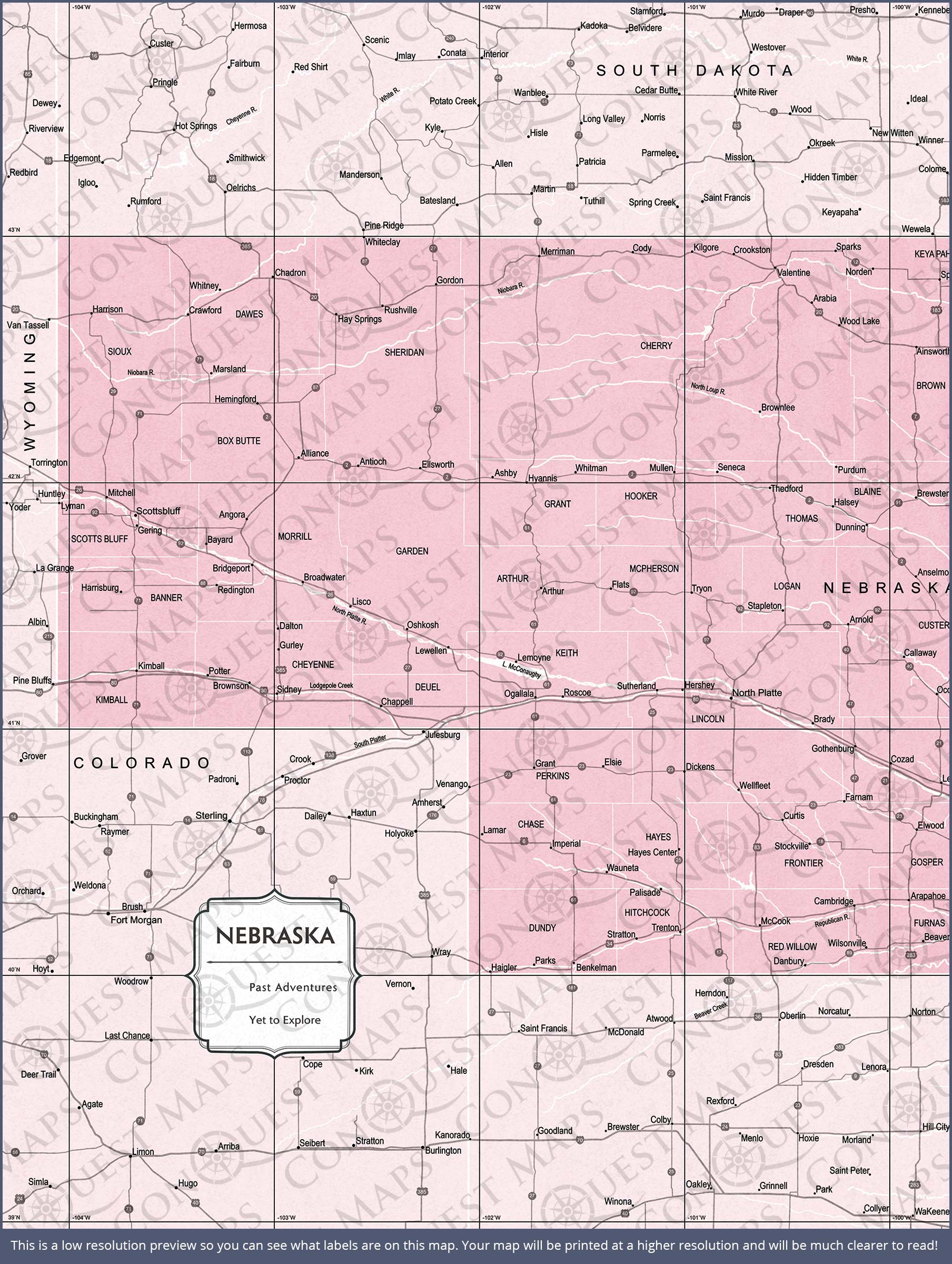 Push Pin Nebraska Map (Pin Board) - Pink Color Splash CM Pin Board