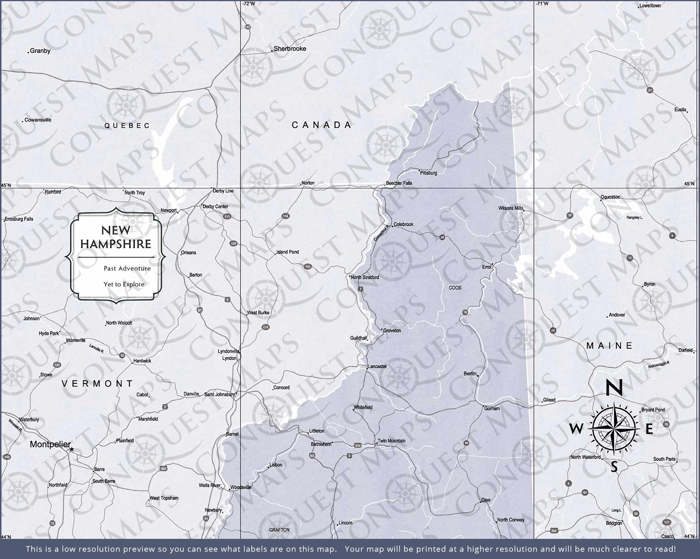 Push Pin New Hampshire Map (Pin Board) - Light Gray Color Splash CM Pin Board